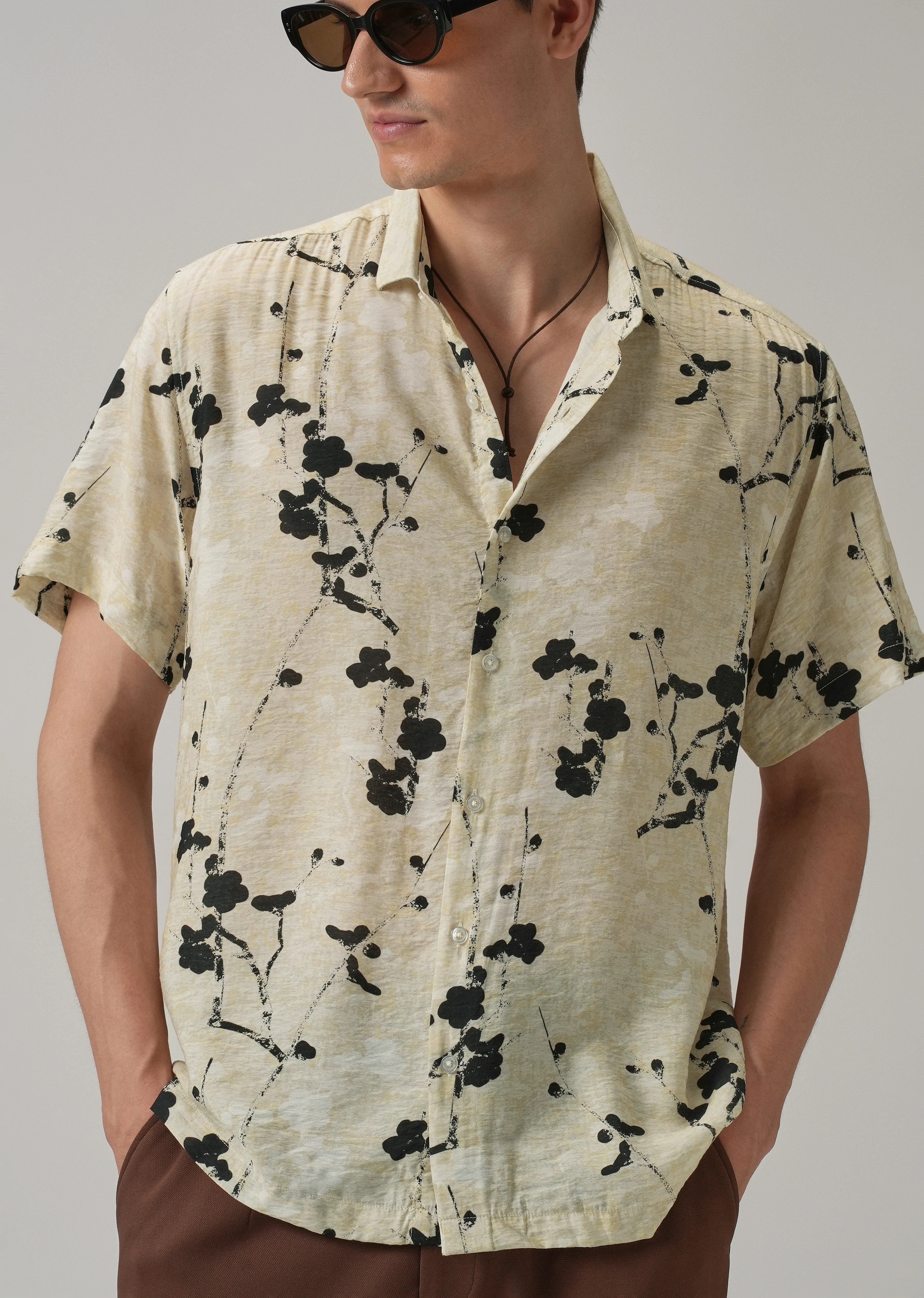 Abstract Flora Printed Shirt - Image 7