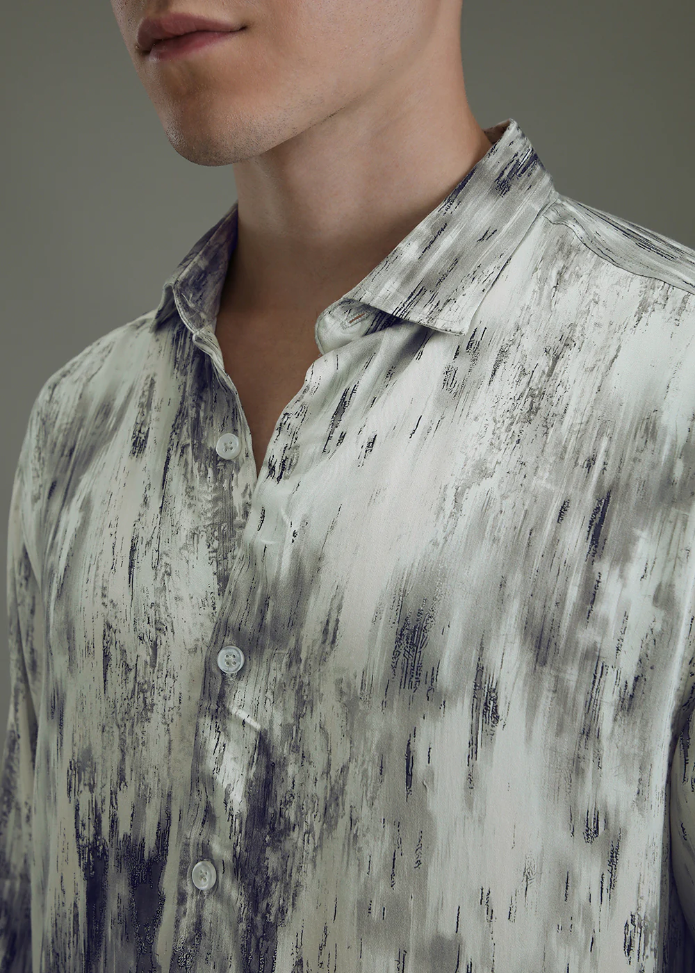 Abstract Gradient Grey Printed Shirt - Image 2