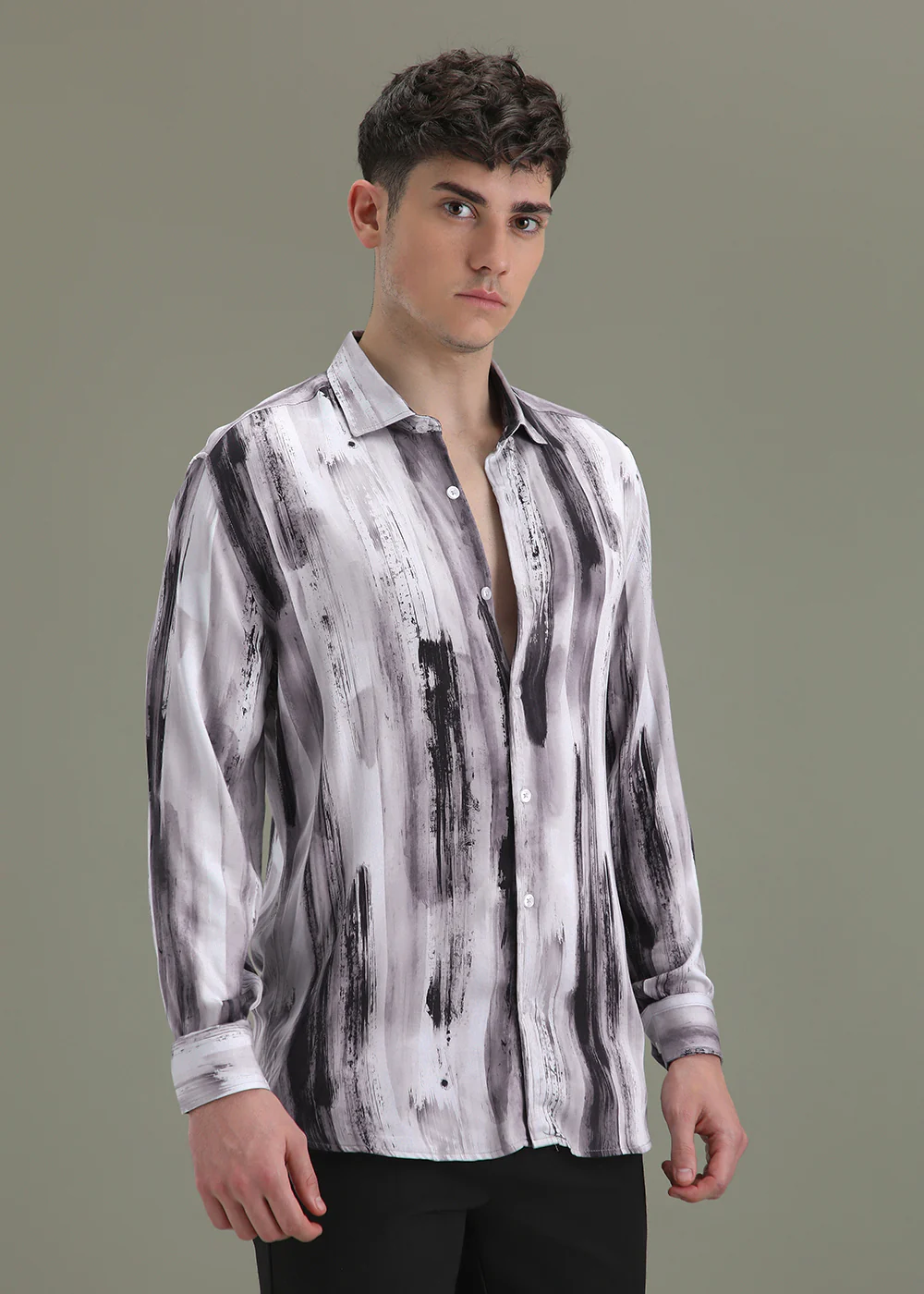 Abstract Lavender Printed Shirt - Image 5