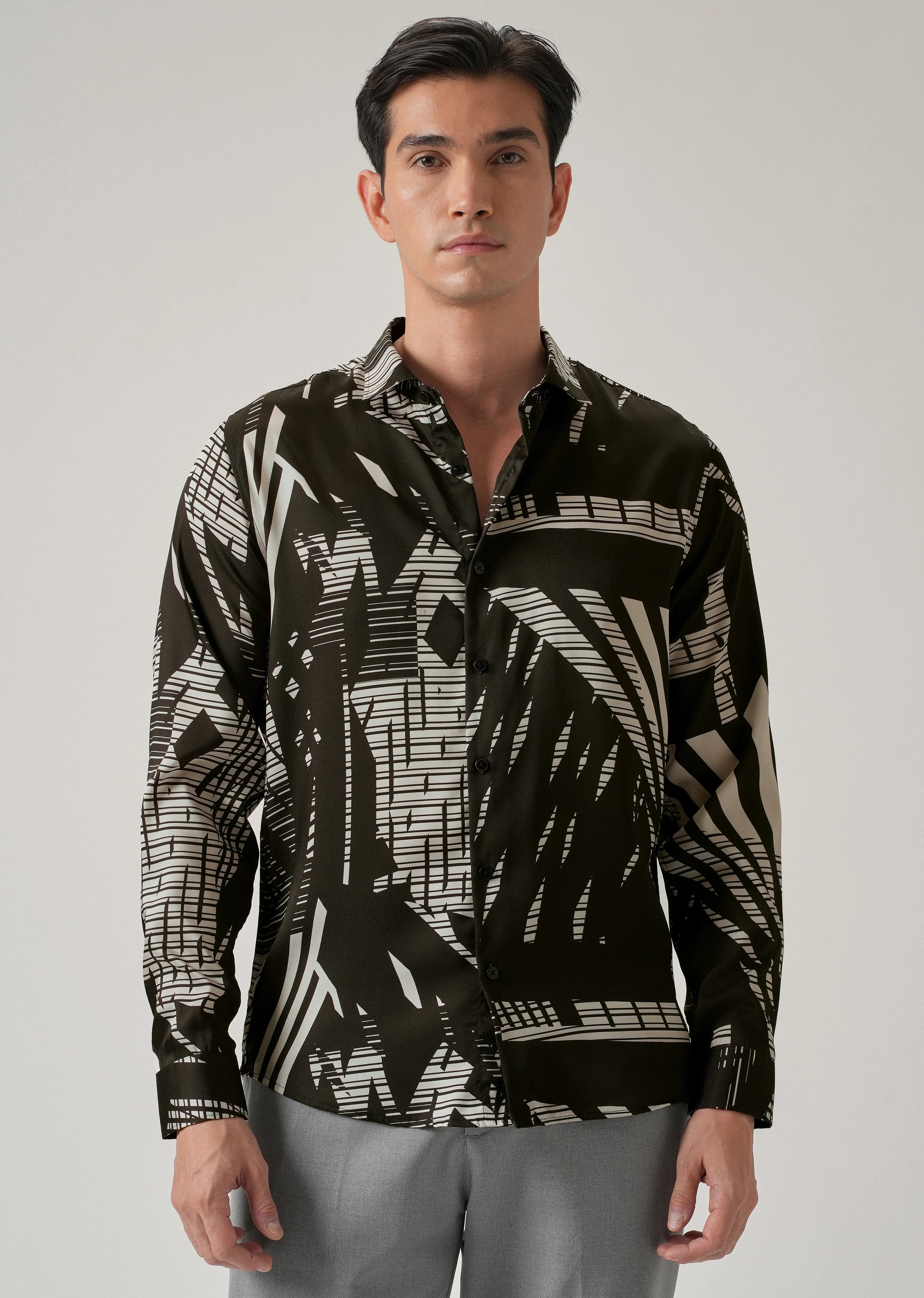 Abstract Line Print Shirt - Image 3