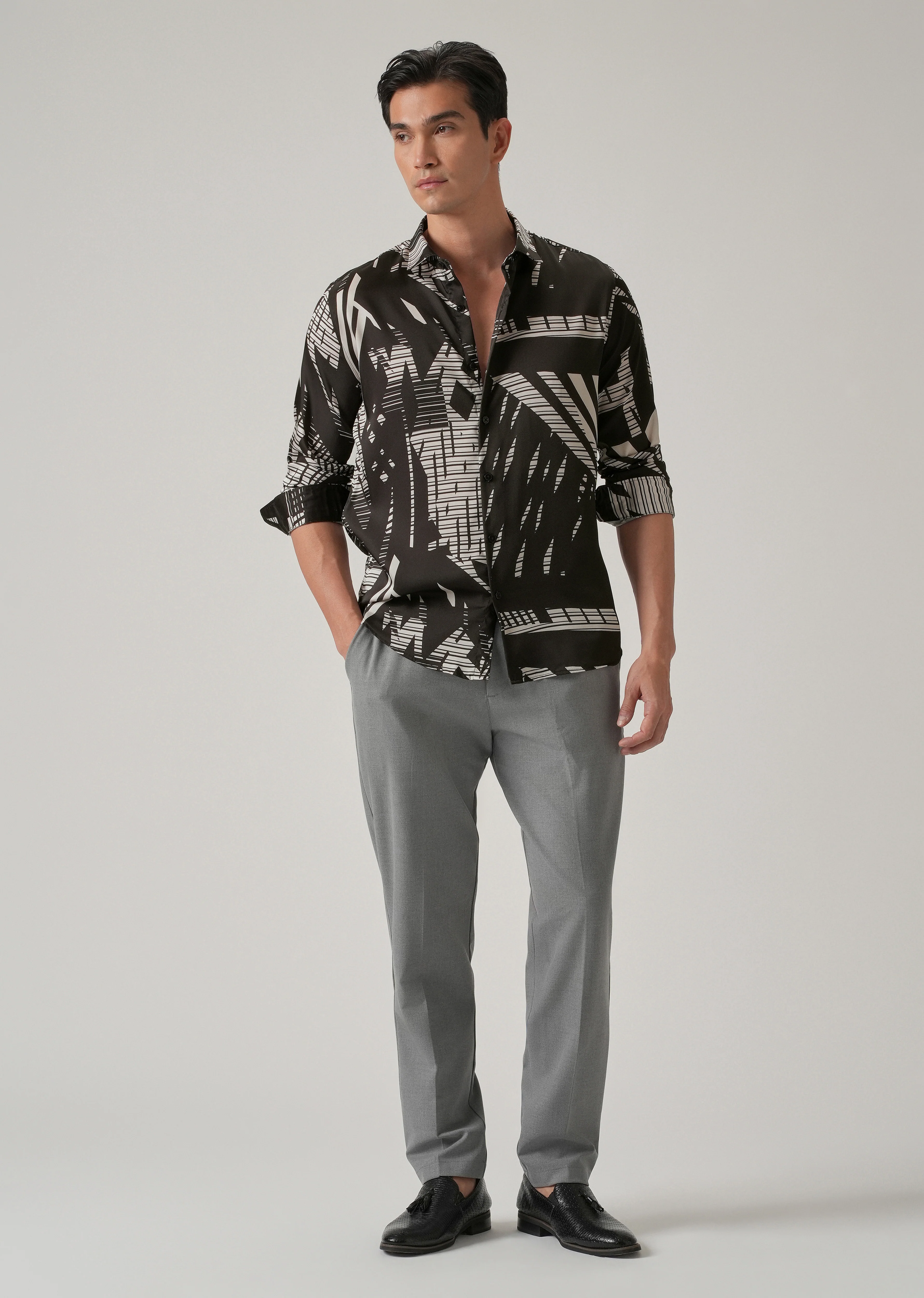 Abstract Line Print Shirt - Image 4