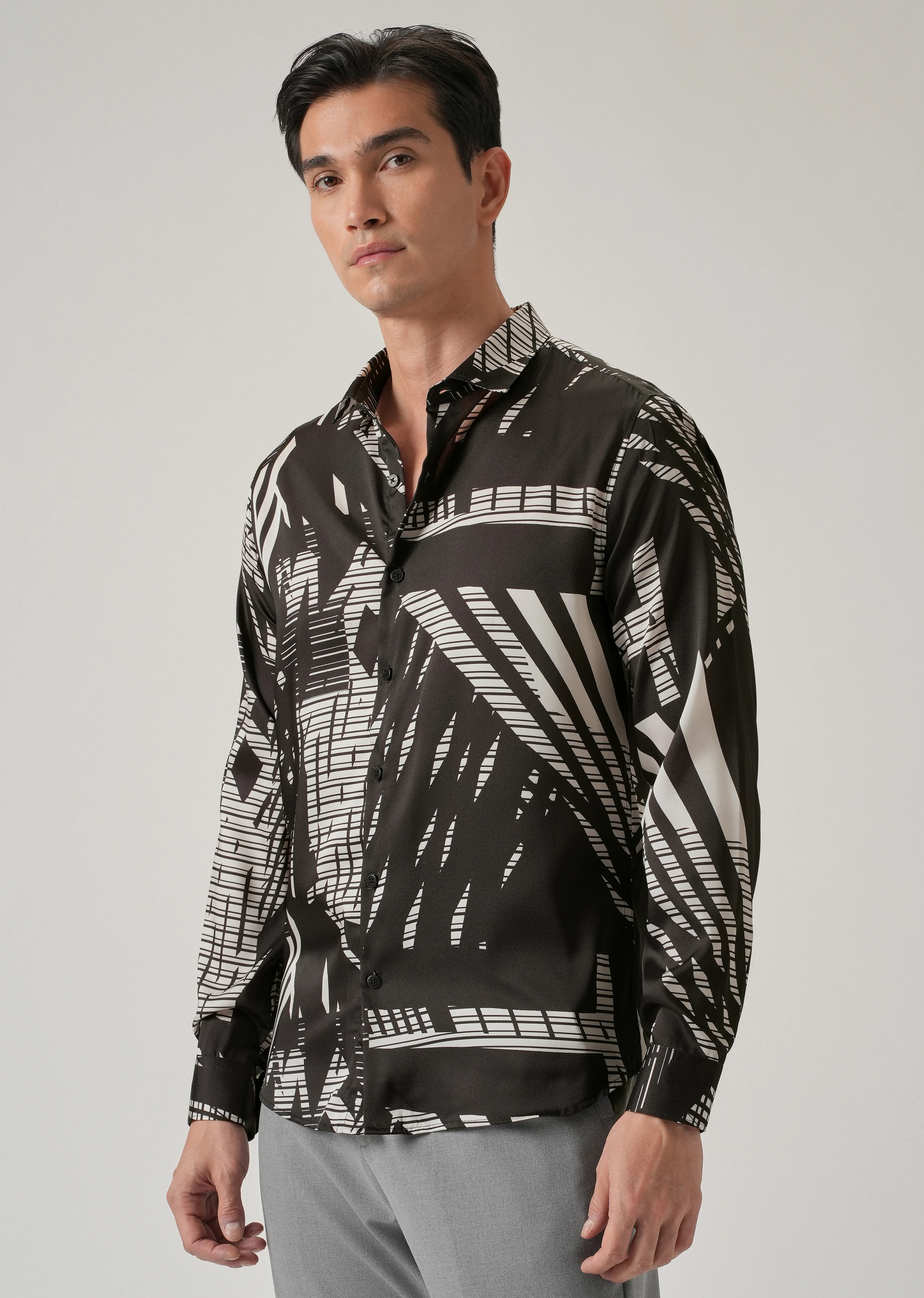 Abstract Line Print Shirt - Image 6