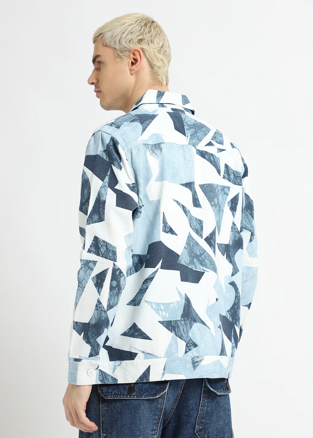 Abstract Pastel Blue Summer Jacket - Image 6