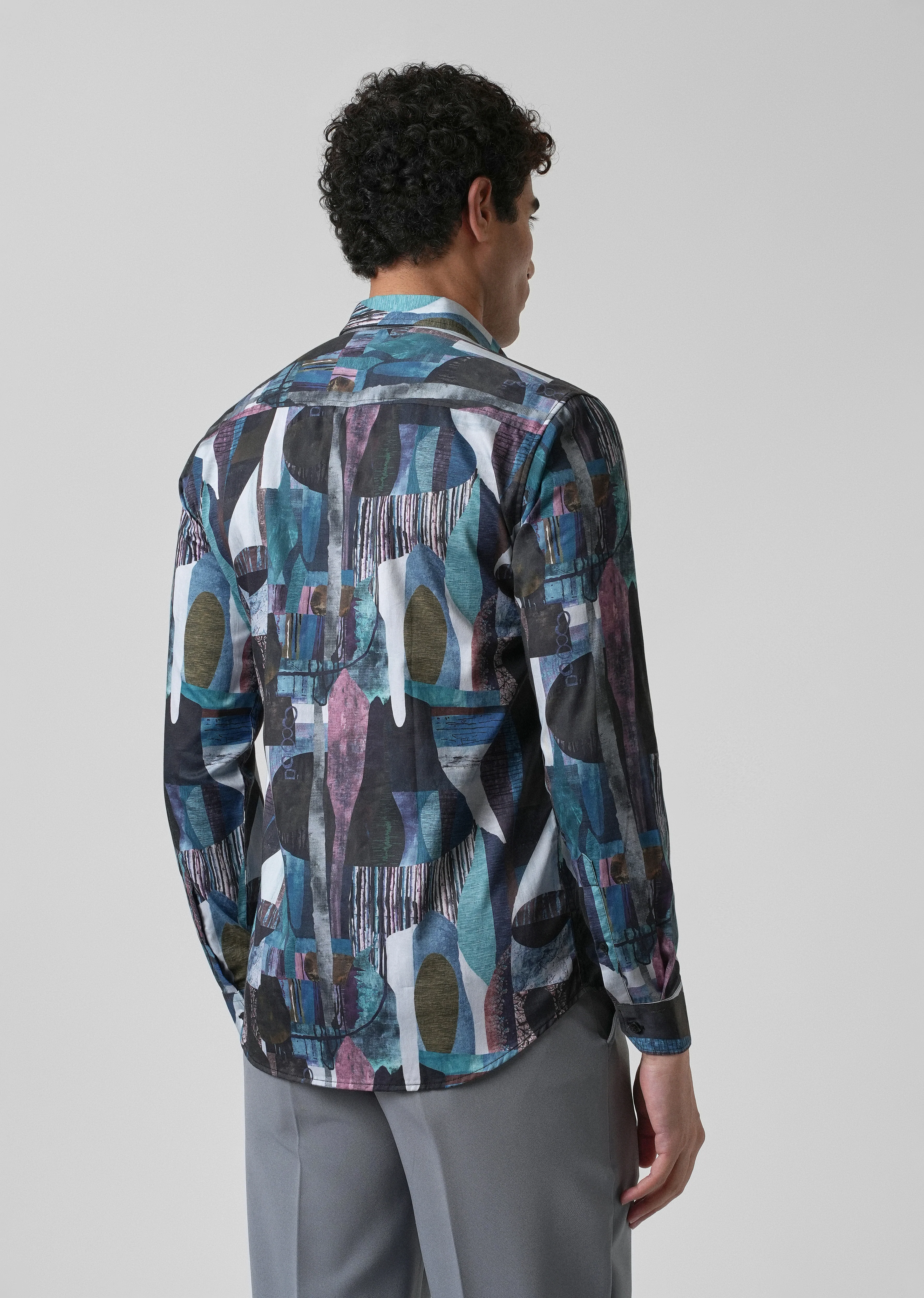 Blue Abstract Print Shirt - Image 3