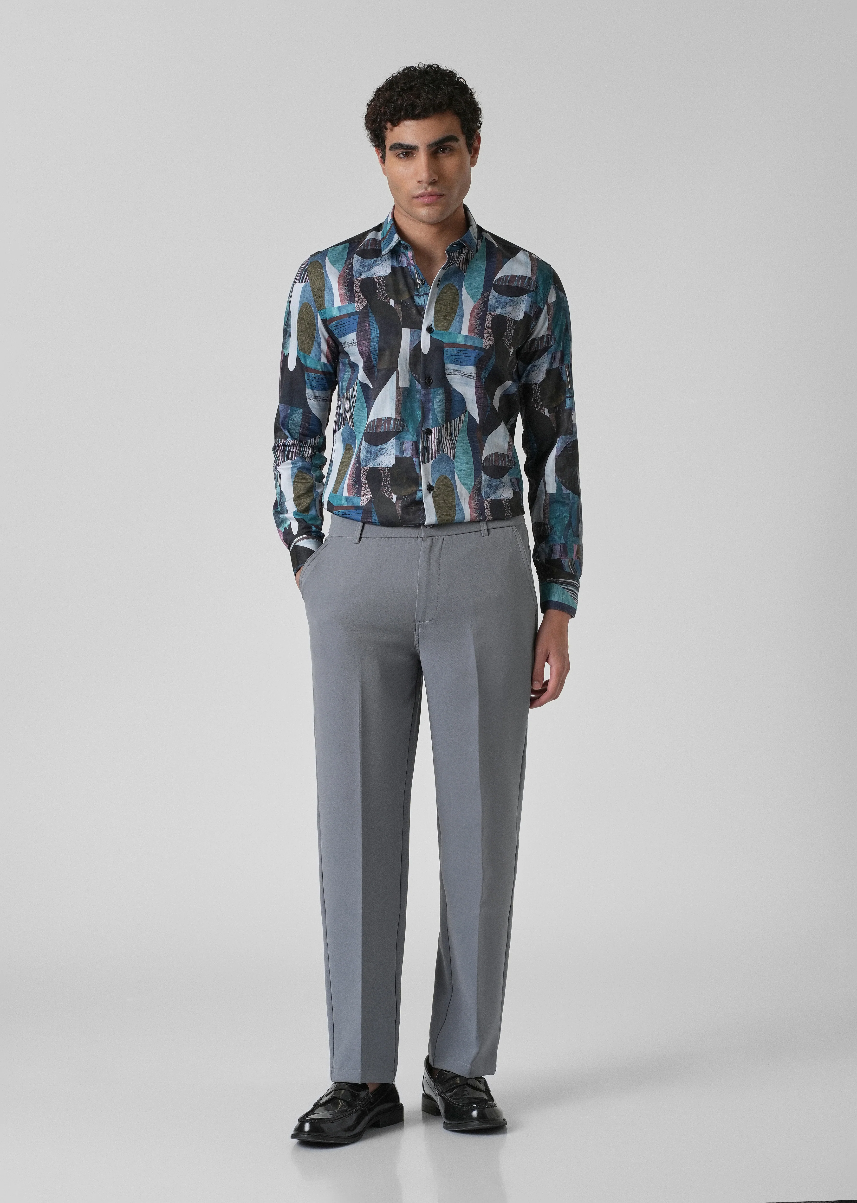 Blue Abstract Print Shirt - Image 6