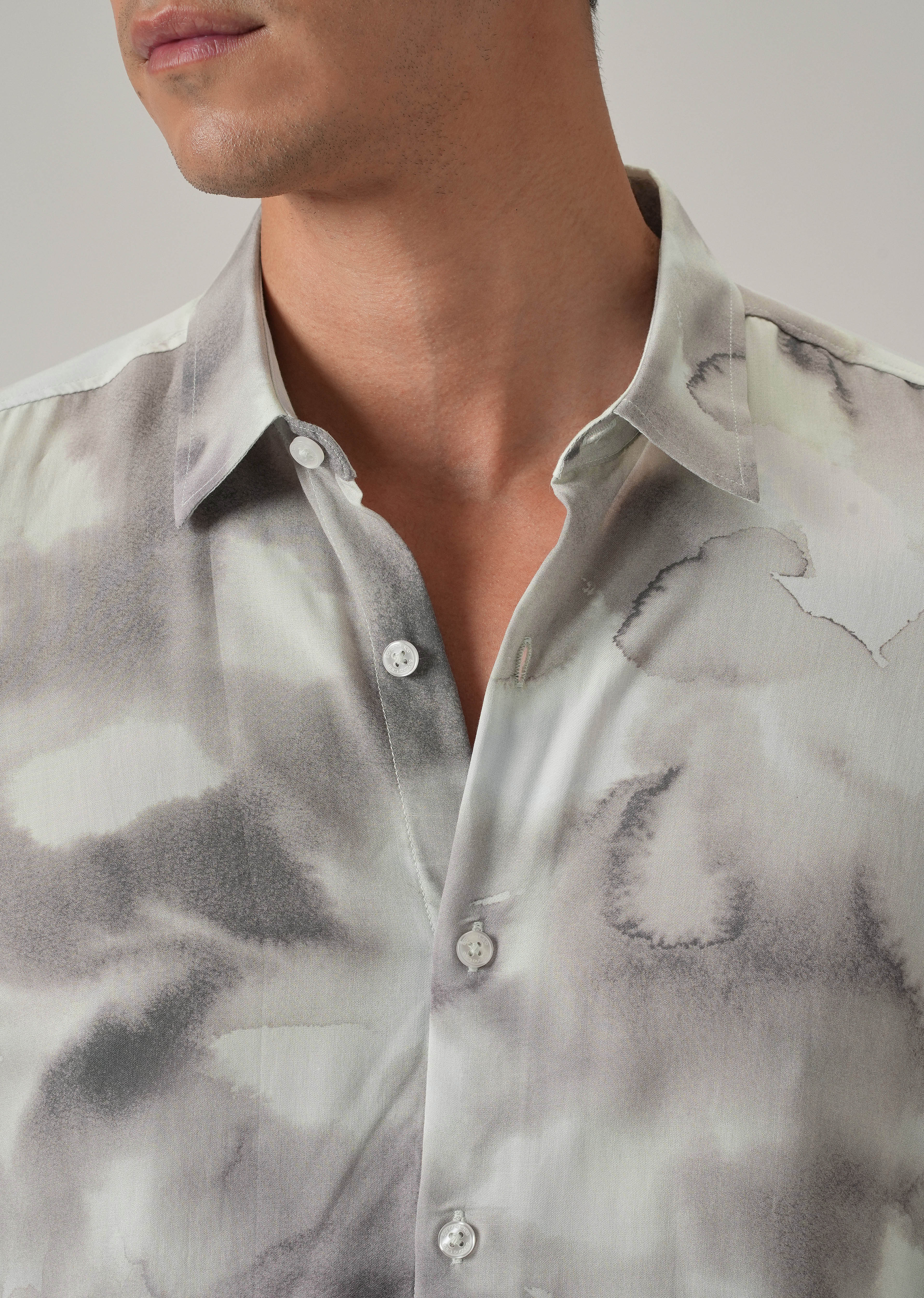 Abstract Water Wash Print Shirt - Image 5