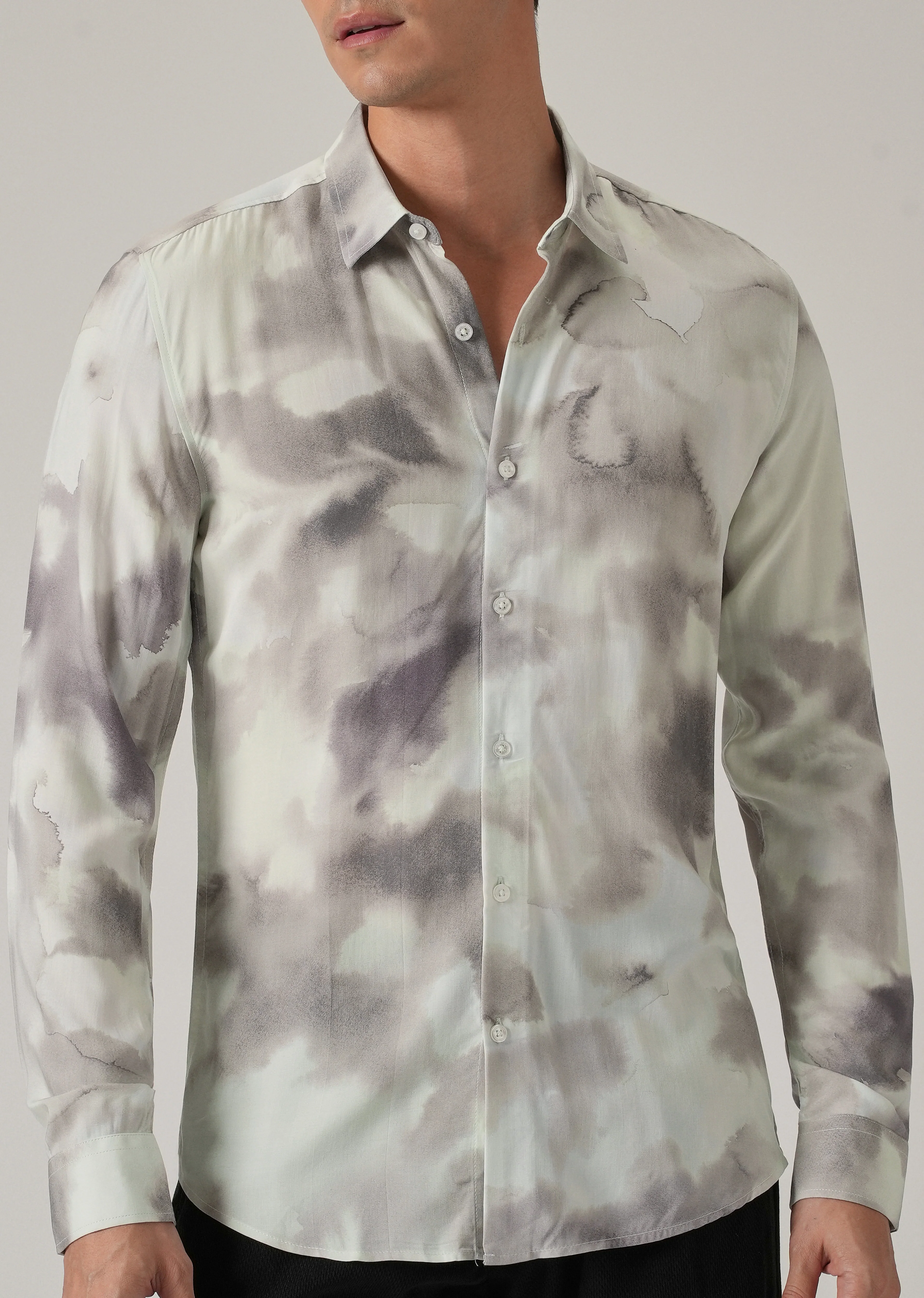 Abstract Water Wash Print Shirt - Image 7