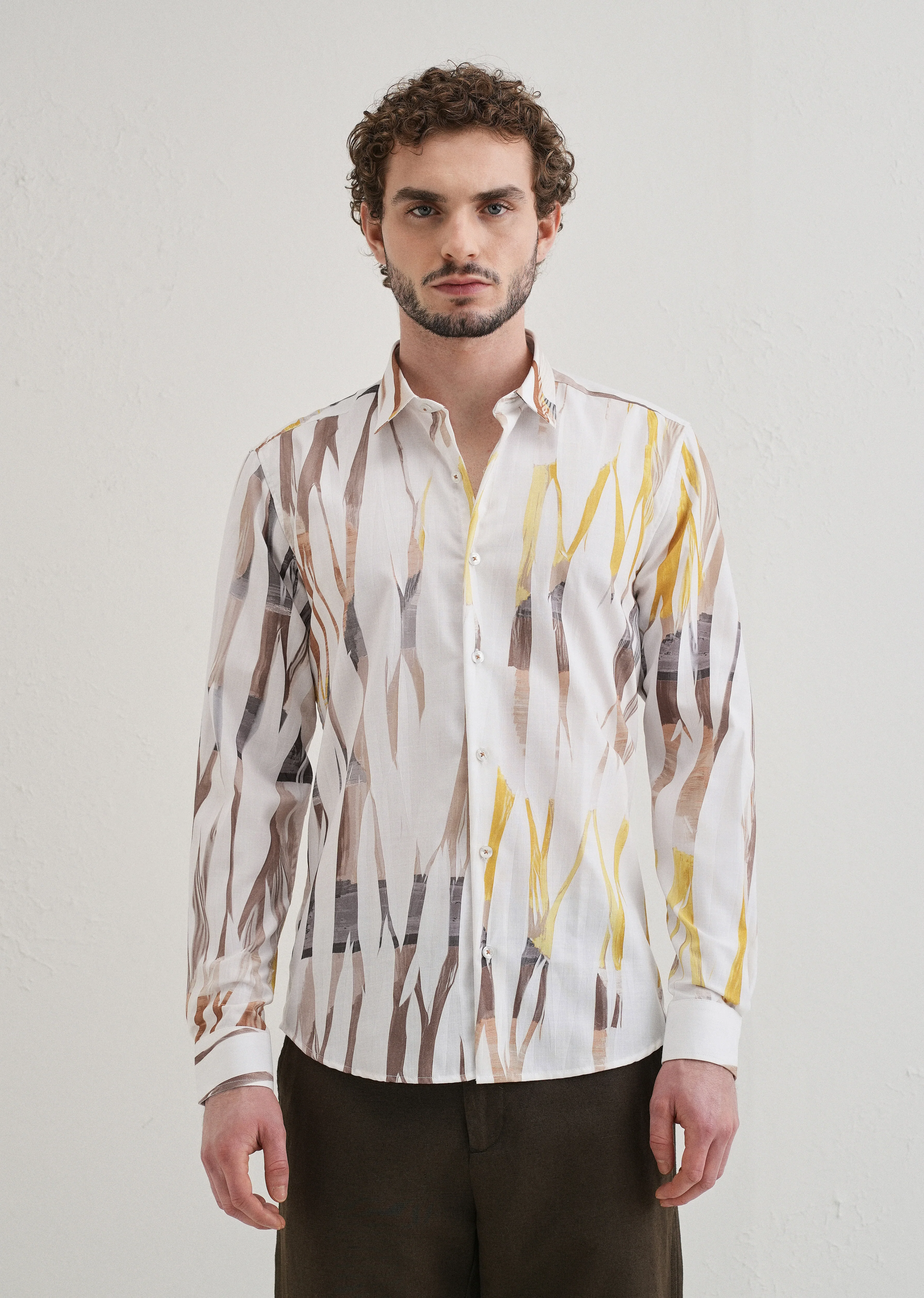 Abstract Yellow Multicoloured Shirt - Image 3