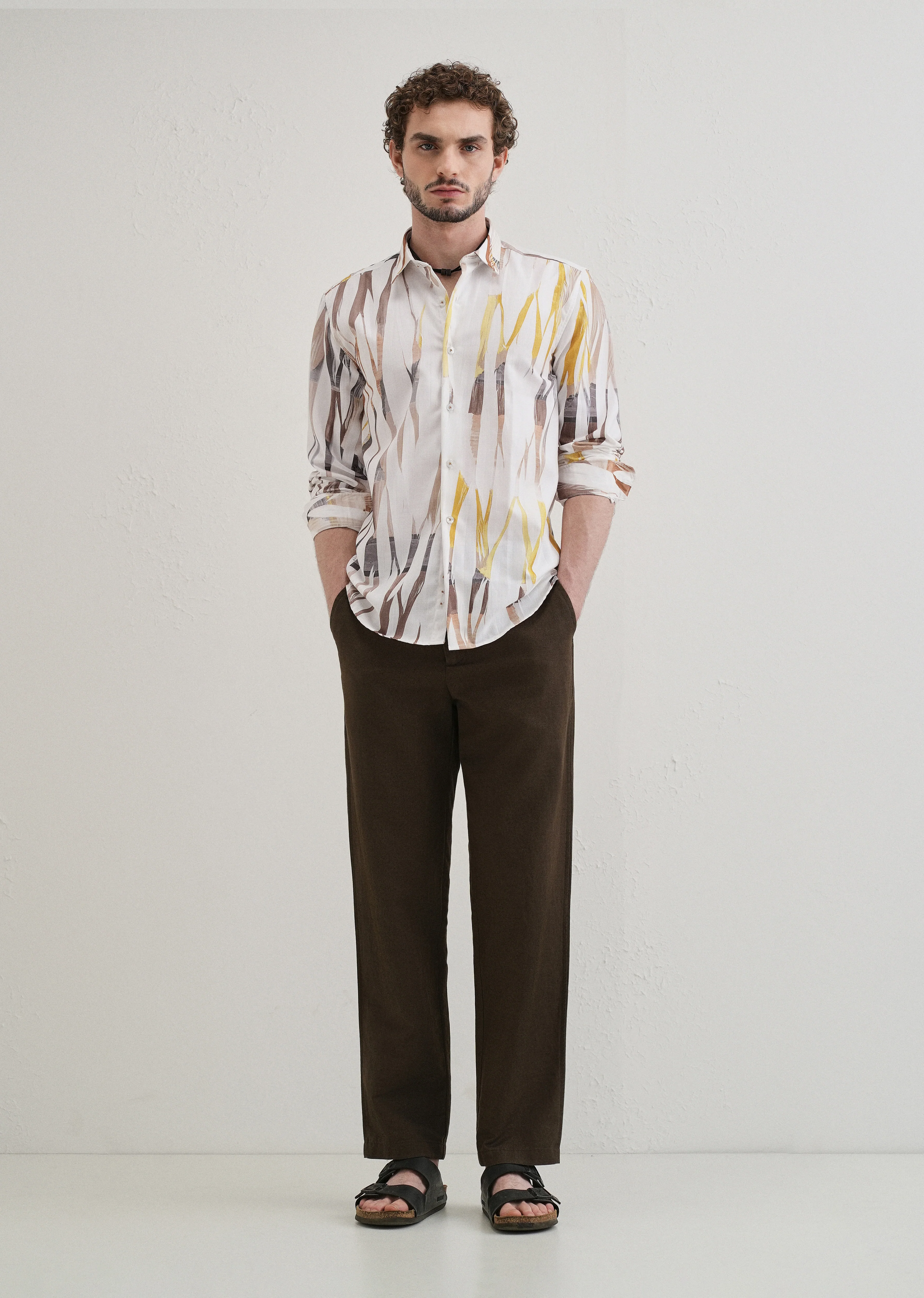 Abstract Yellow Multicoloured Shirt - Image 6
