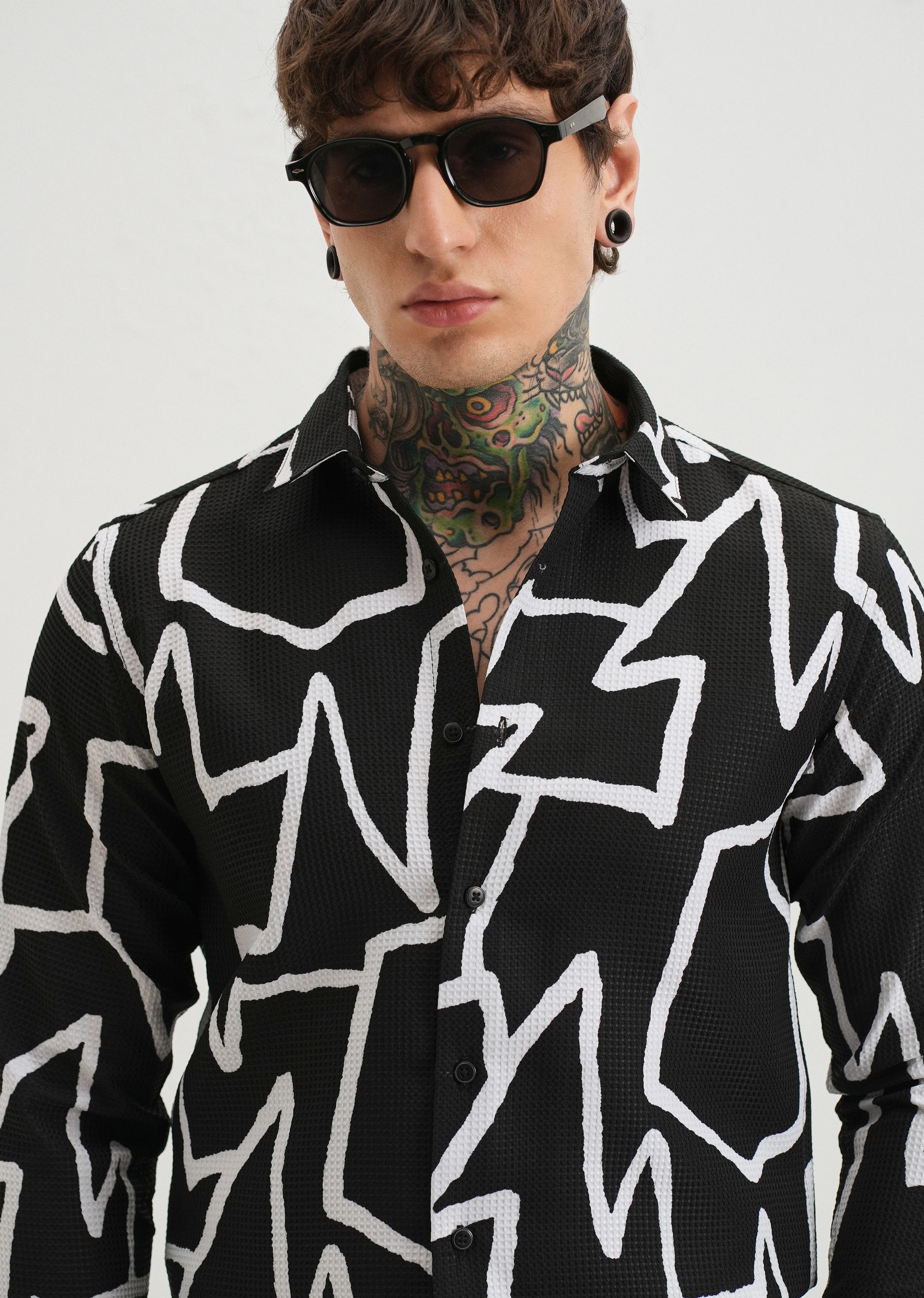 Angular Waffle Dobby Black Shirt - Image 5