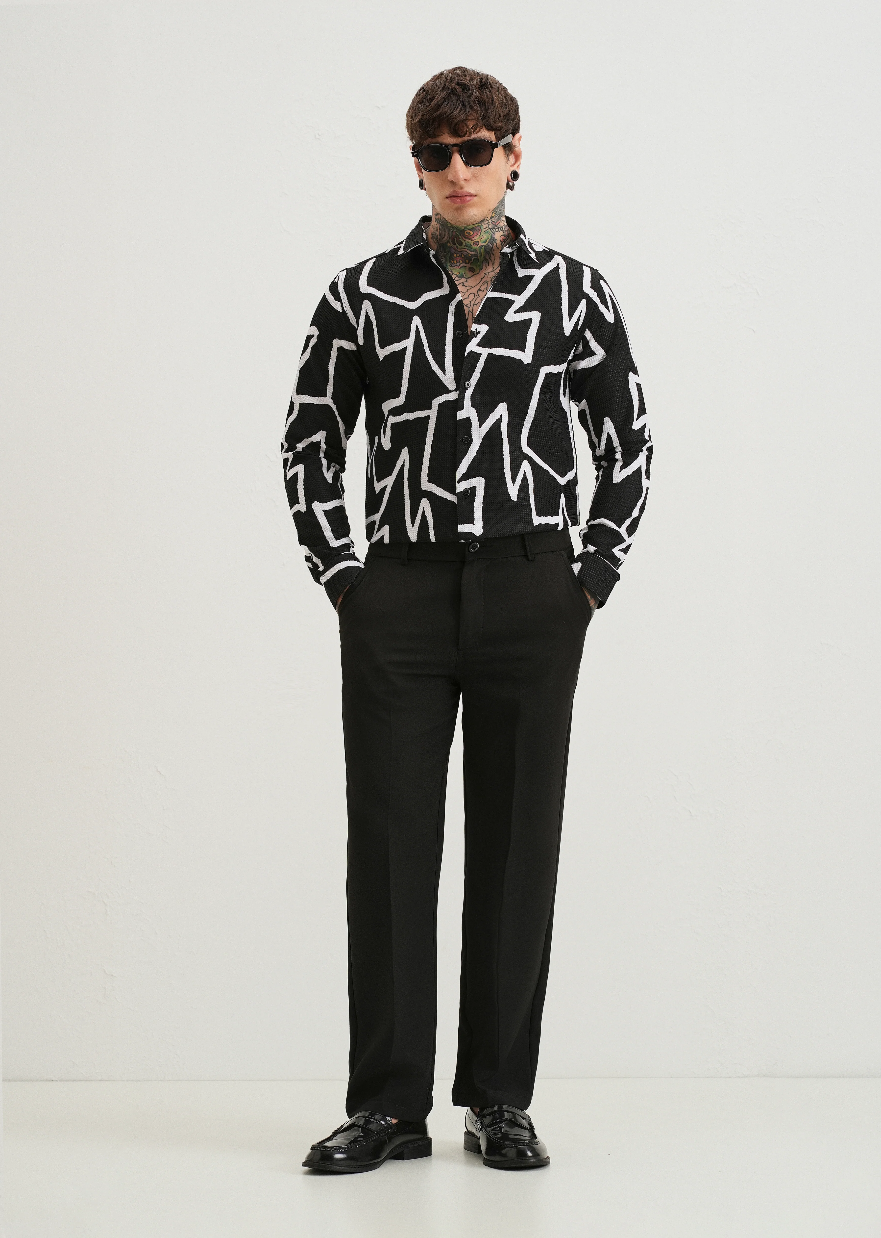 Angular Waffle Dobby Black Shirt - Image 6