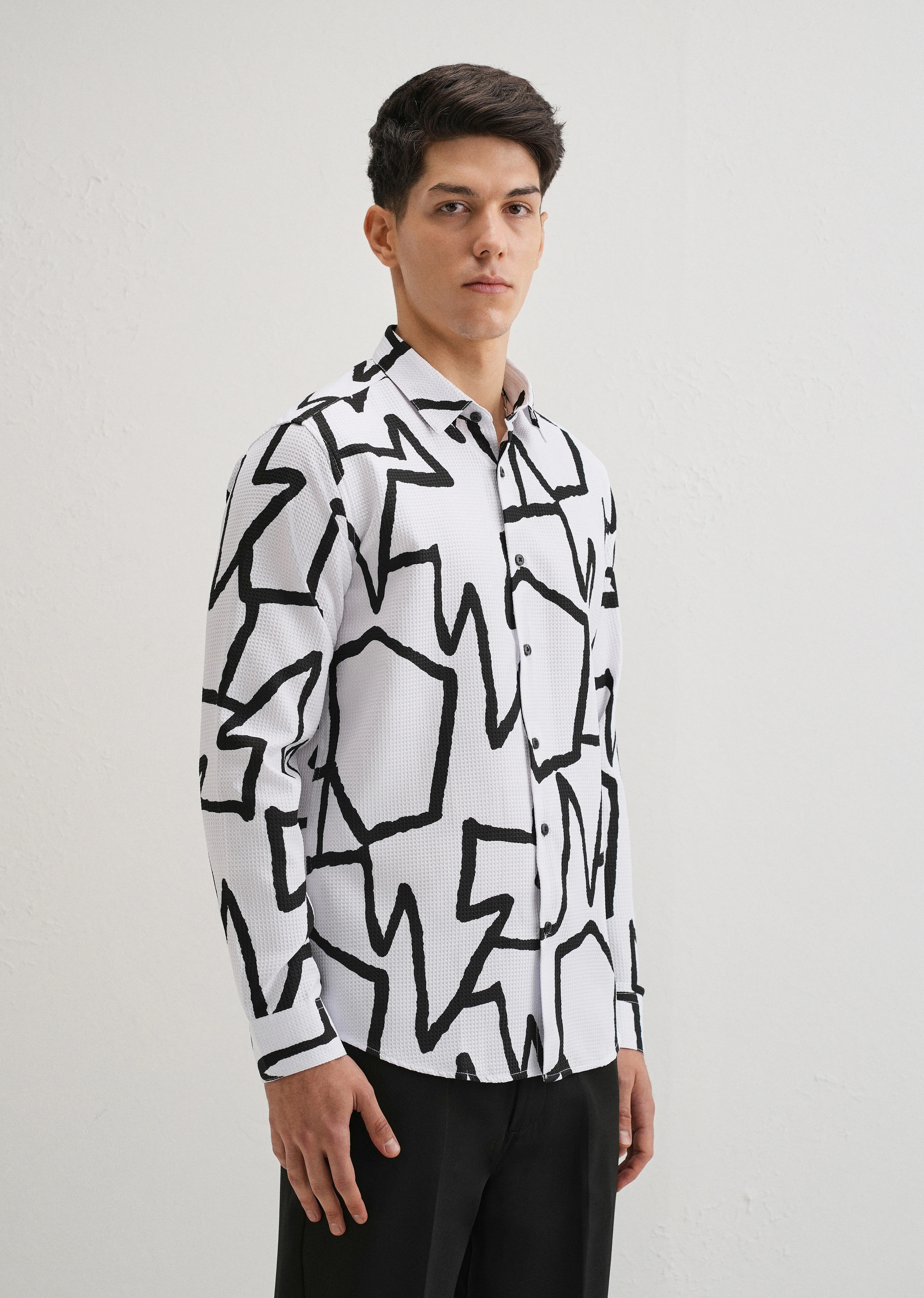 Angular Waffle Dobby White Shirt - Image 4