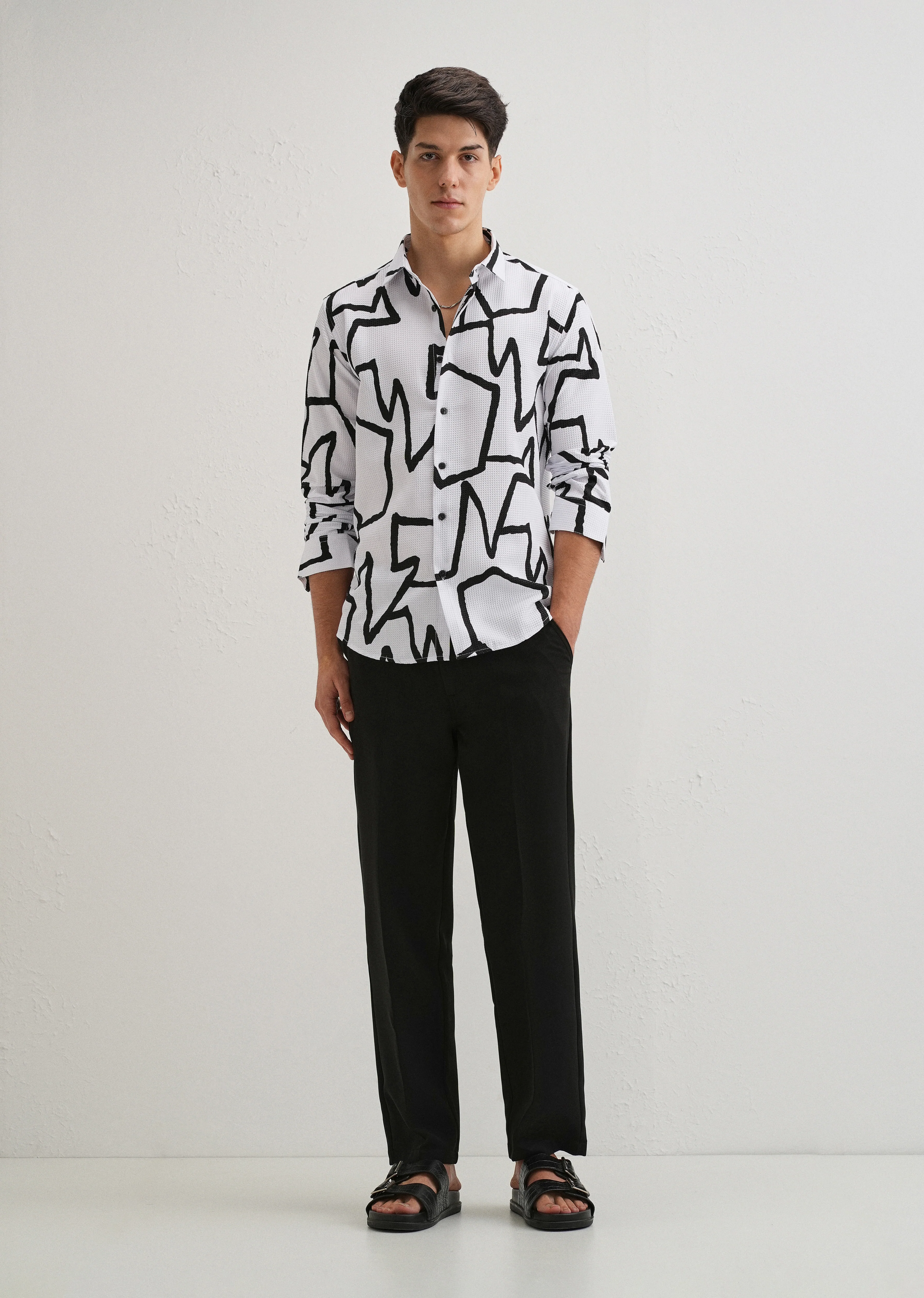 Angular Waffle Dobby White Shirt - Image 6