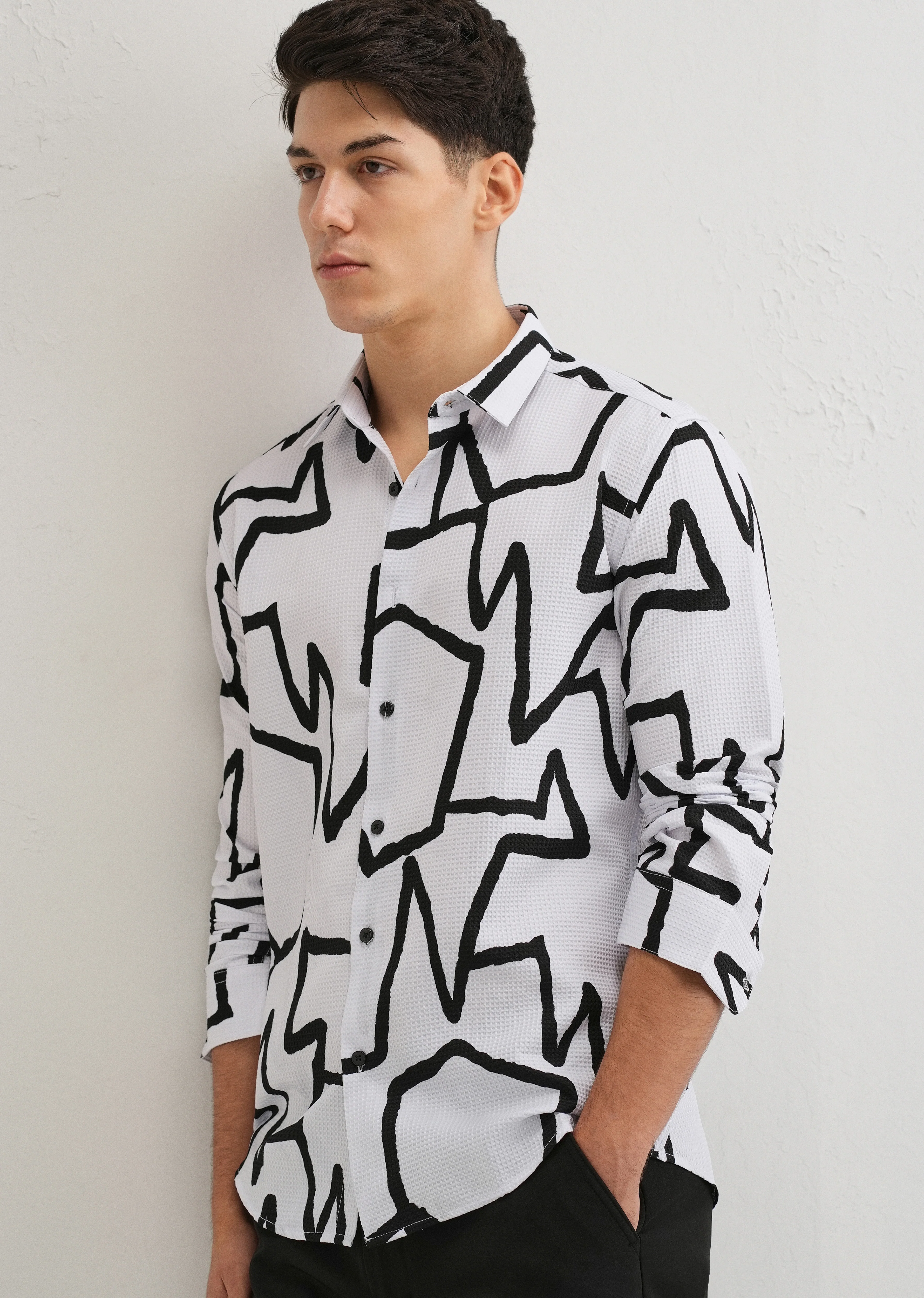 Angular Waffle Dobby White Shirt - Image 7