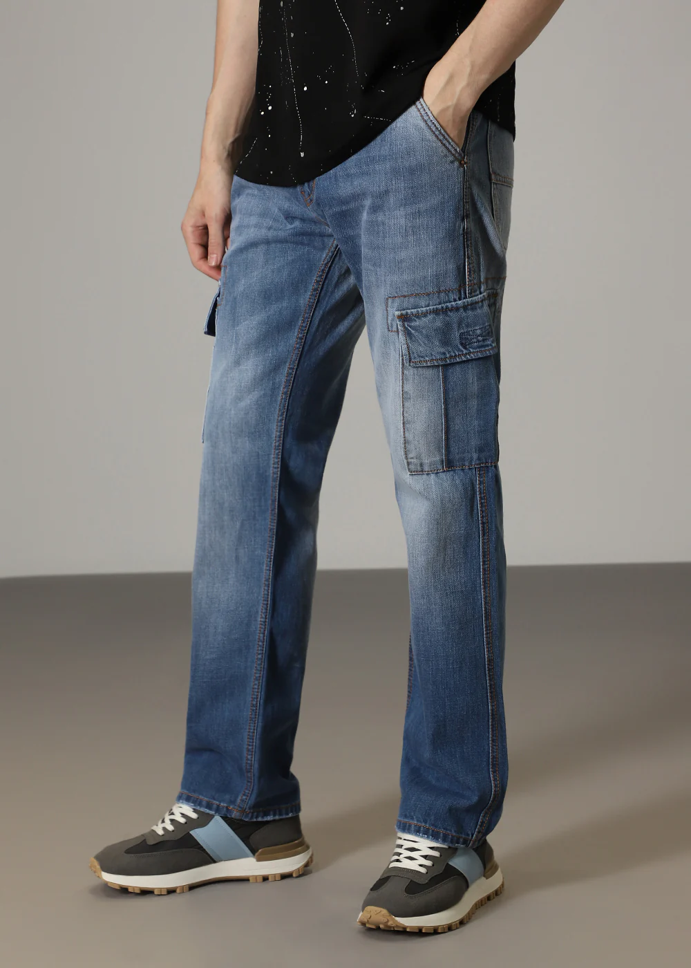Aqua Blue Baggy fit Jeans - Image 3
