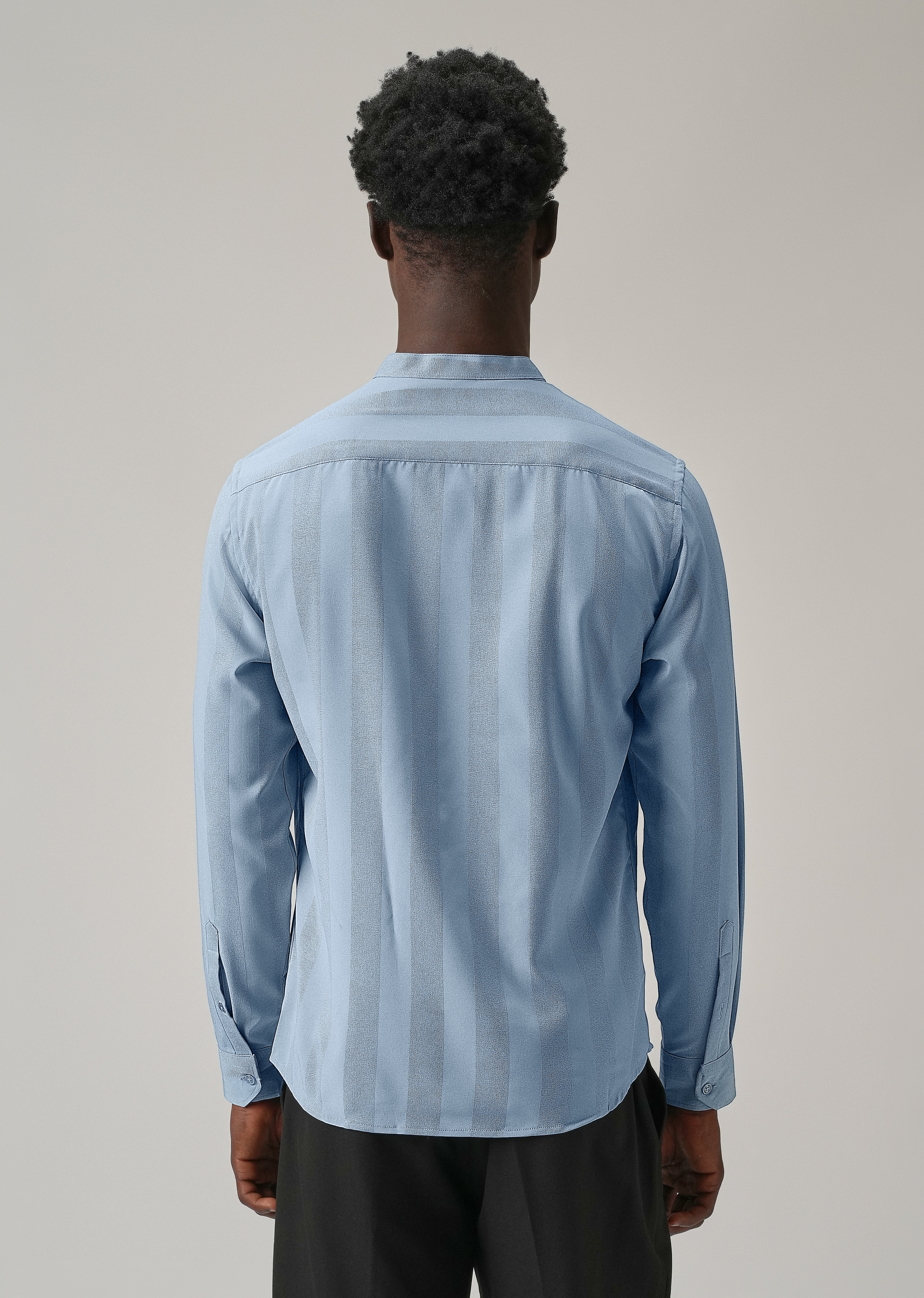 Aqua Blue Plain Shein Patterned Shirt - Image 2