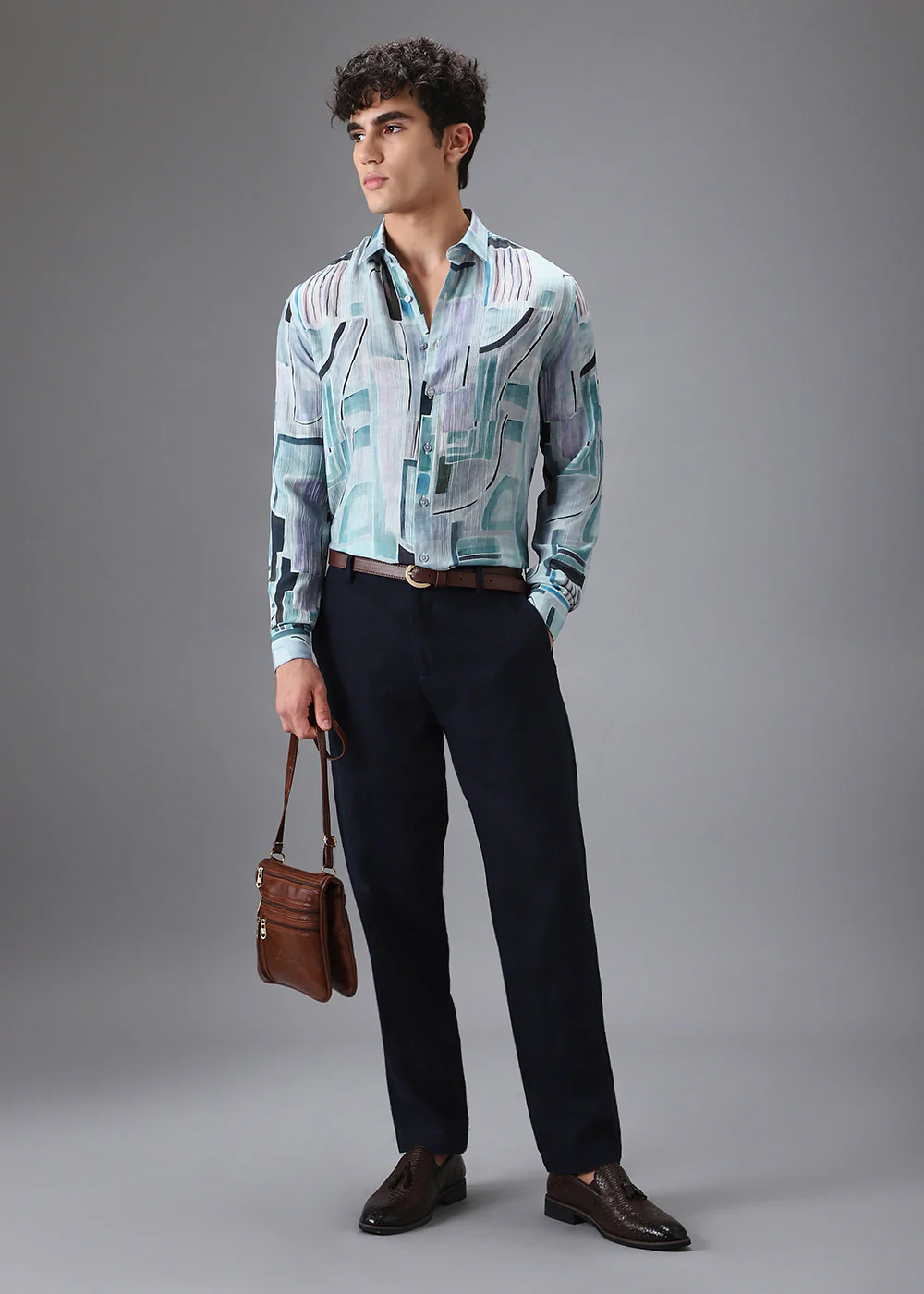 Aqua Crushed Printed Shirt - Image 6