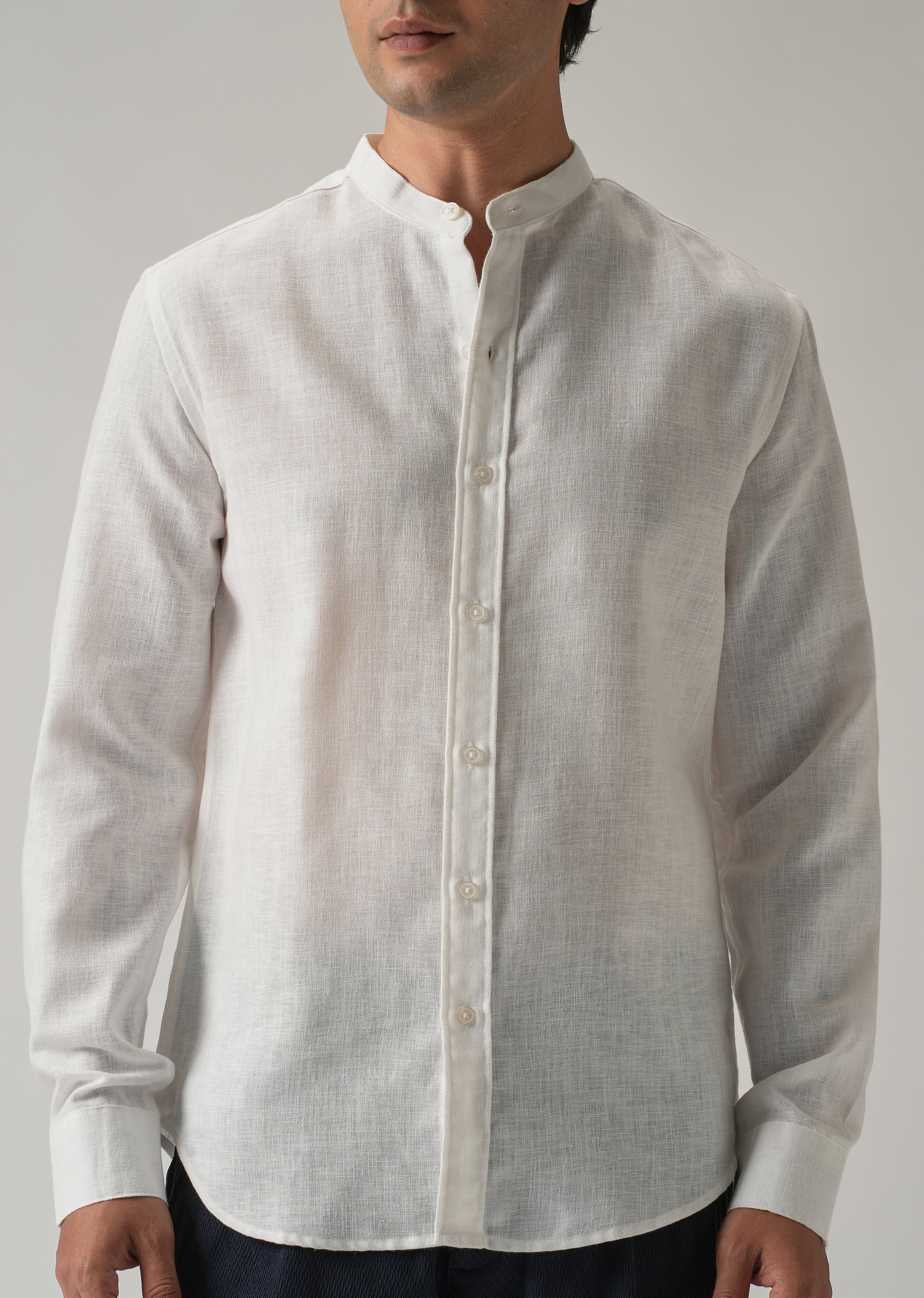 Arctic White Blended Linen Shirt - Image 7