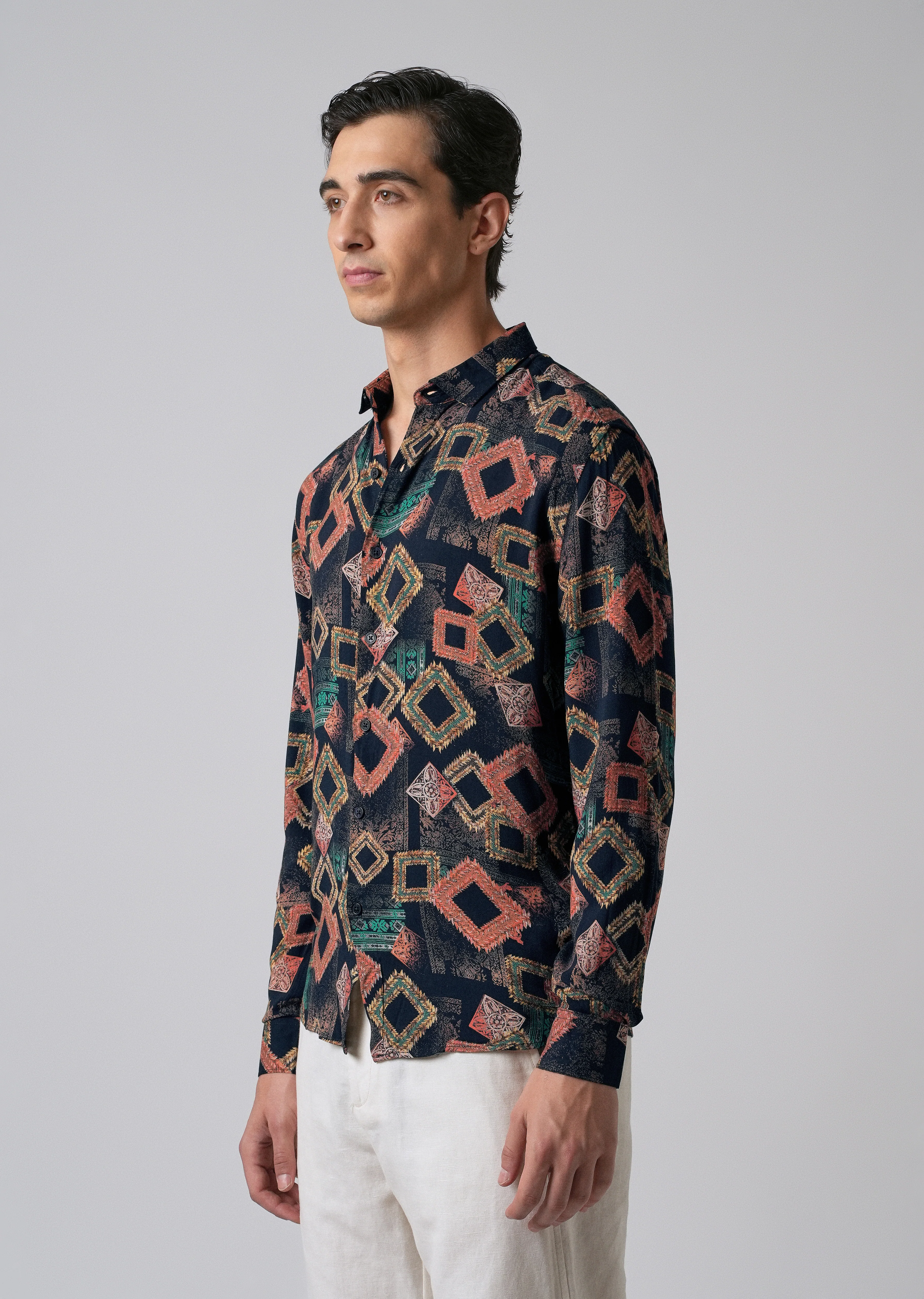 Argyle Diamond Blue Feather Shirt - Image 4