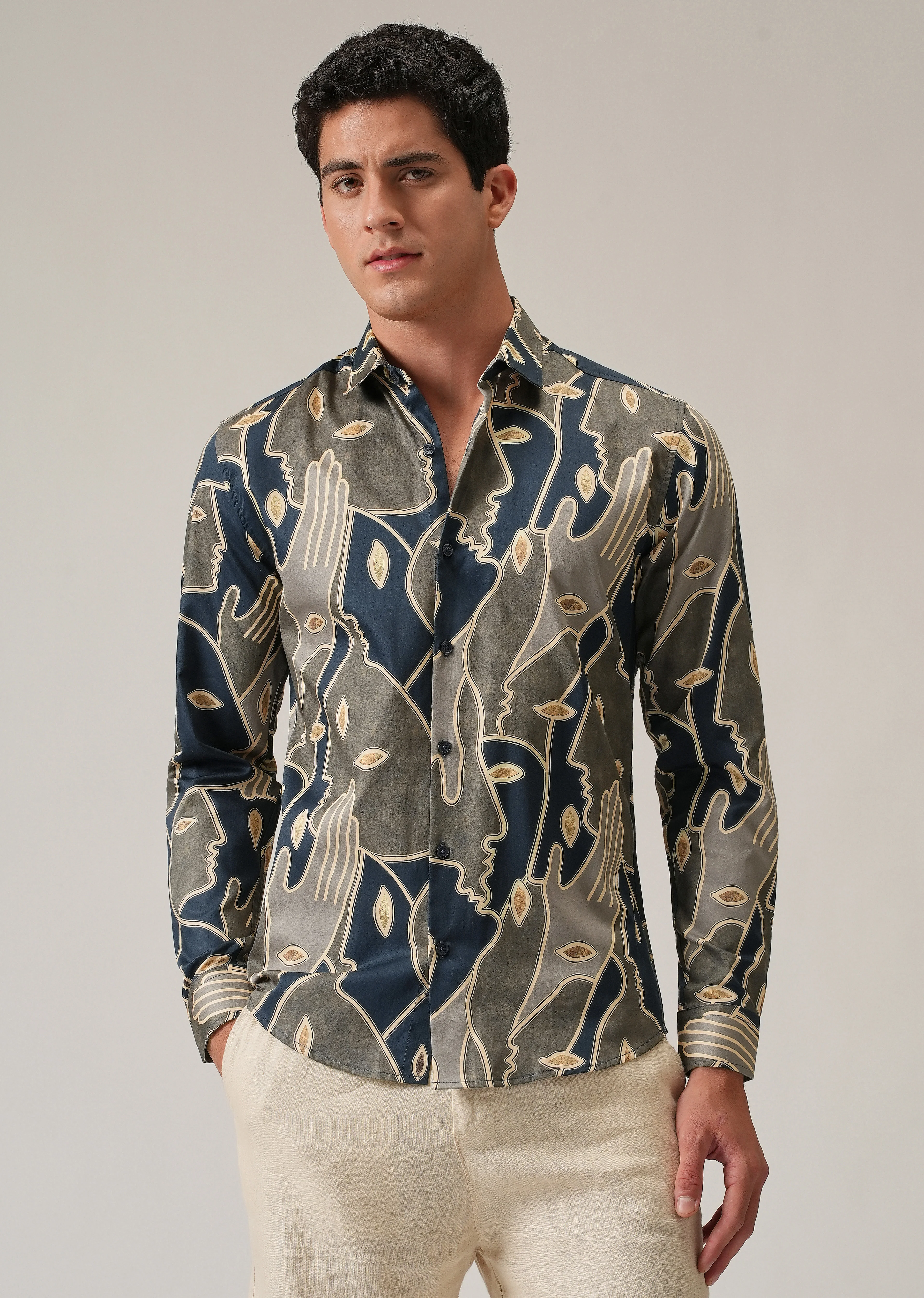 Artistic Faces Print Shirt - Image 3