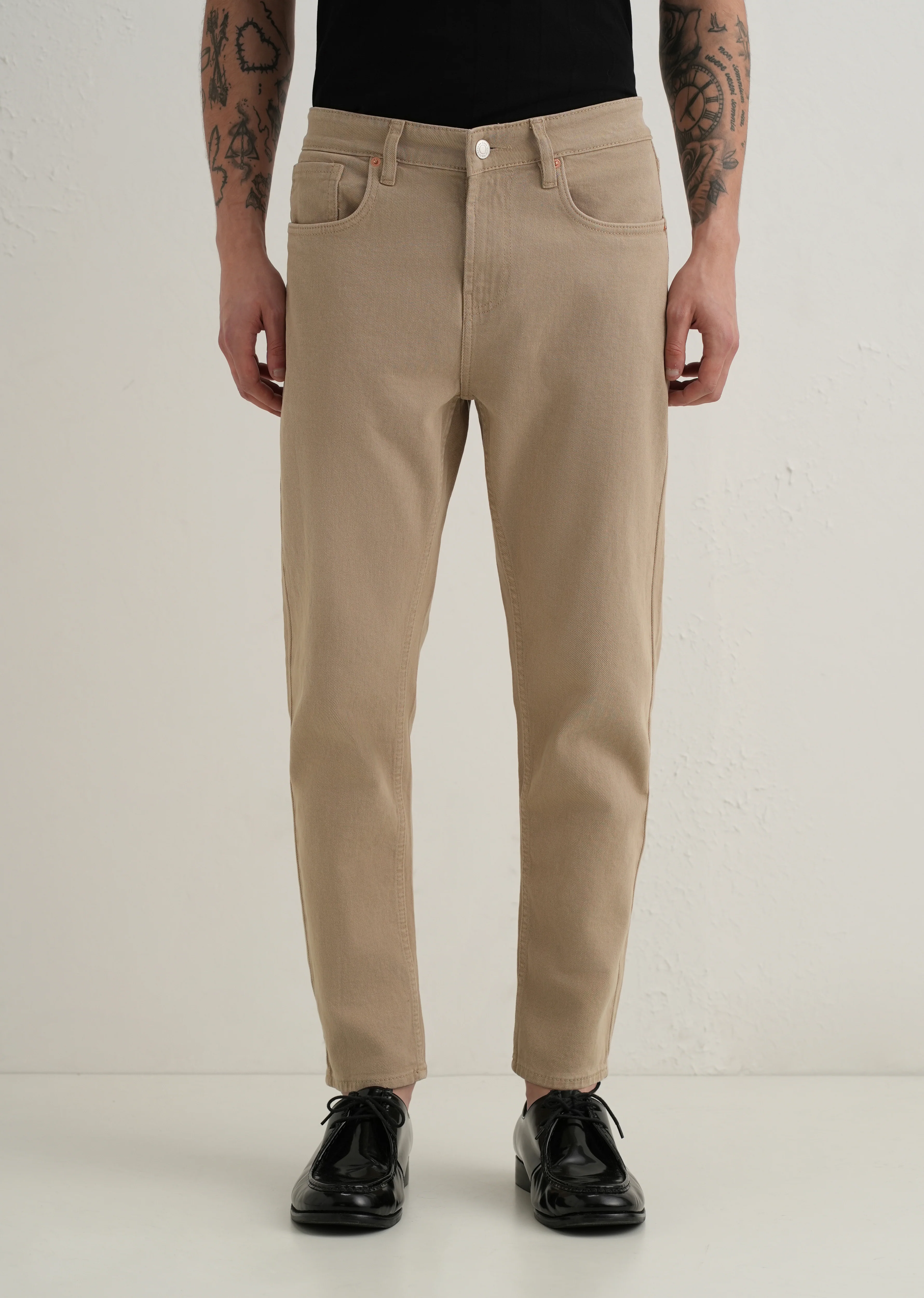 Ash Beige Carrot Fit Denim - Image 3