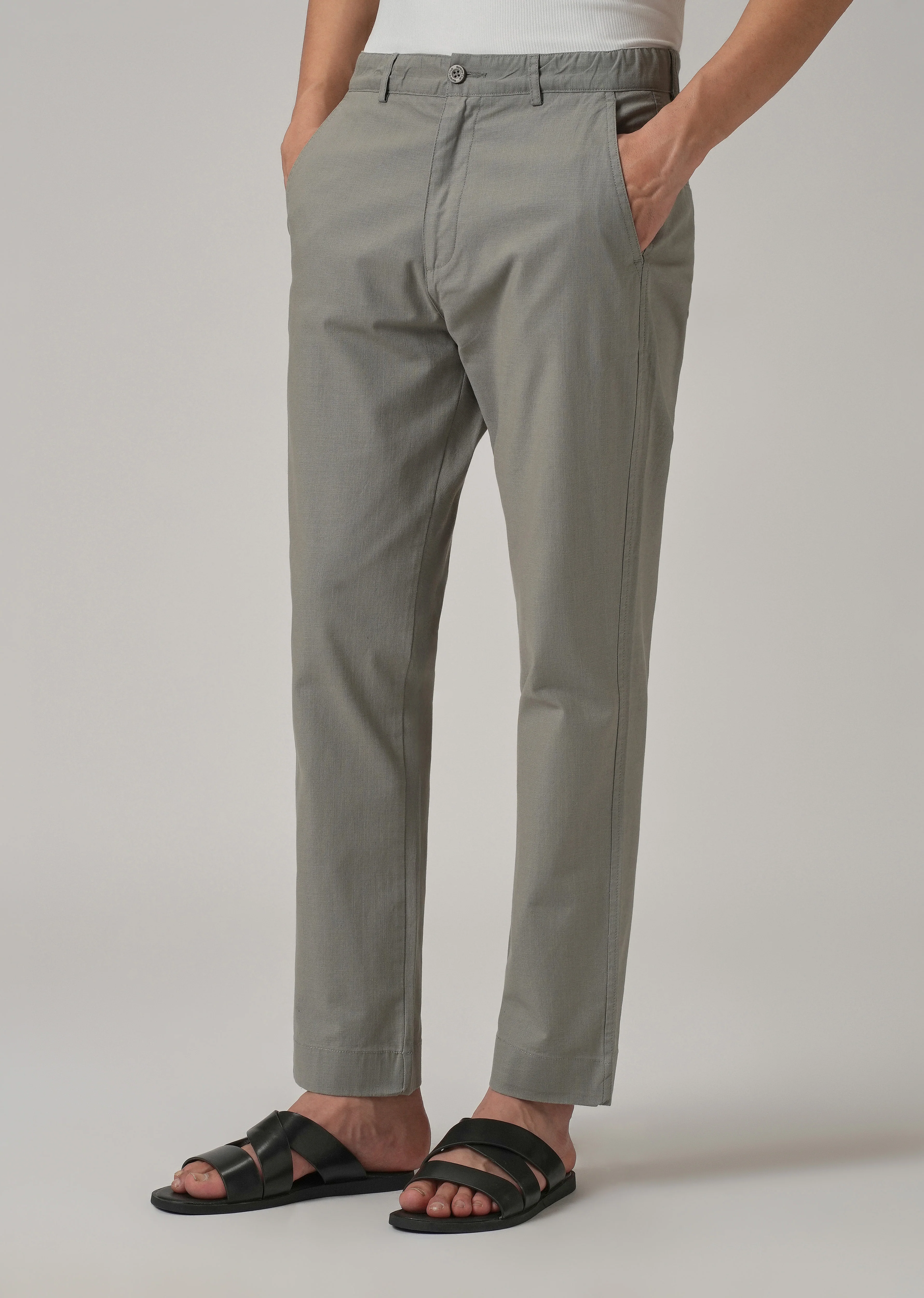 Ash Grey Cotton Trouser - Image 4
