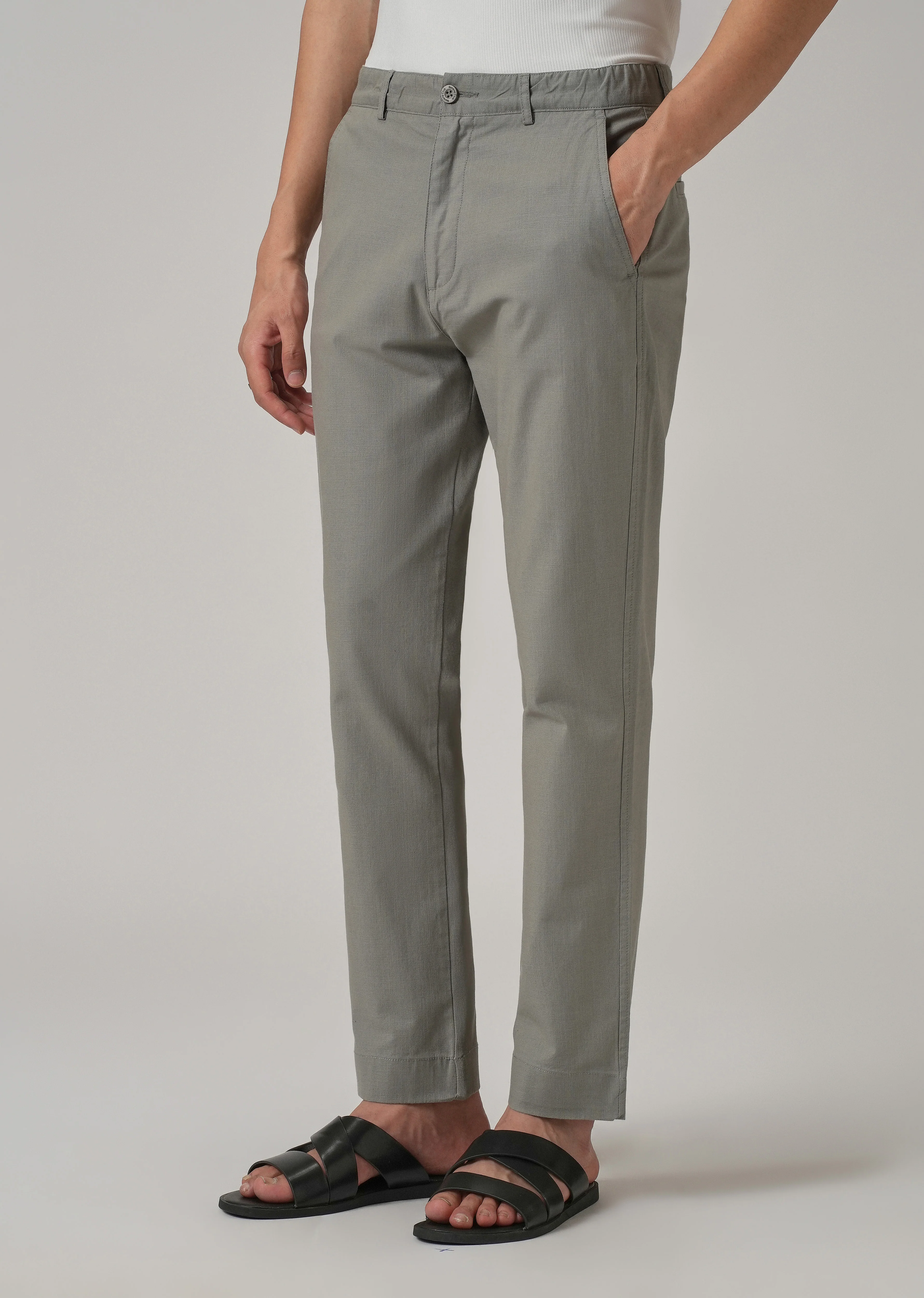Ash Grey Cotton Trouser - Image 7
