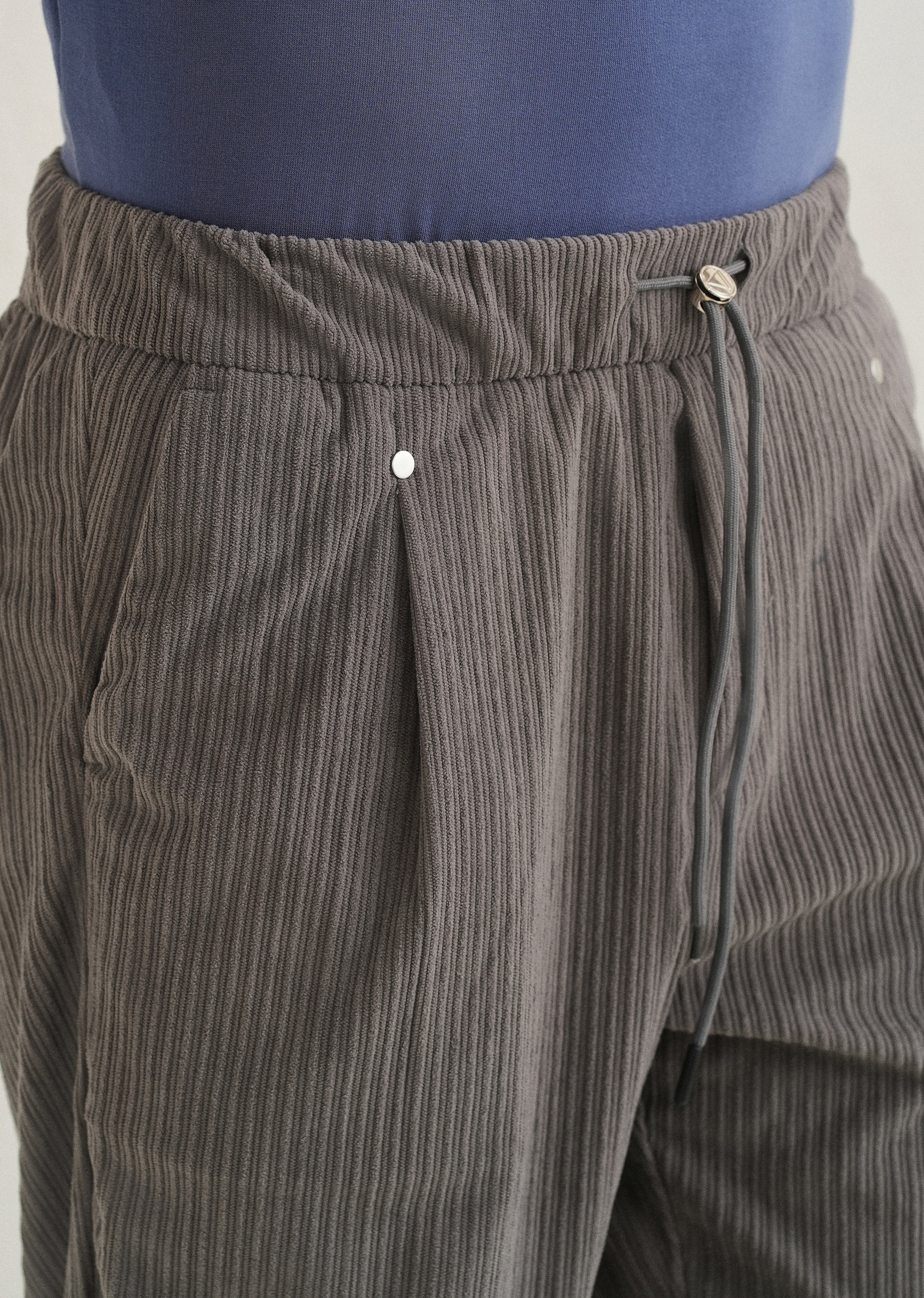 Ash Grey Drawstring Corduroy Pant - Image 5