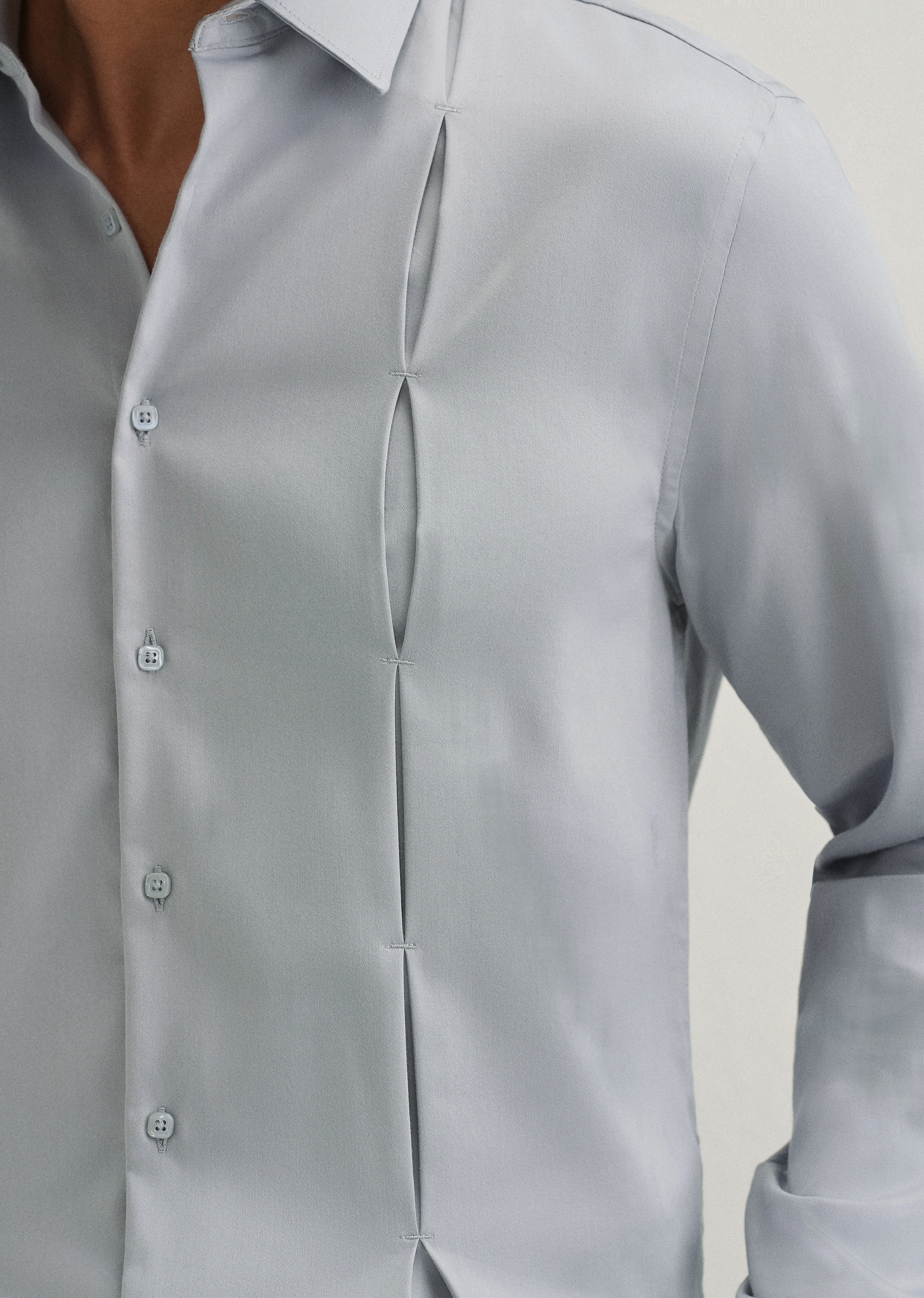 Ash Grey Front Panel Open Pleat Shirt - Image 5