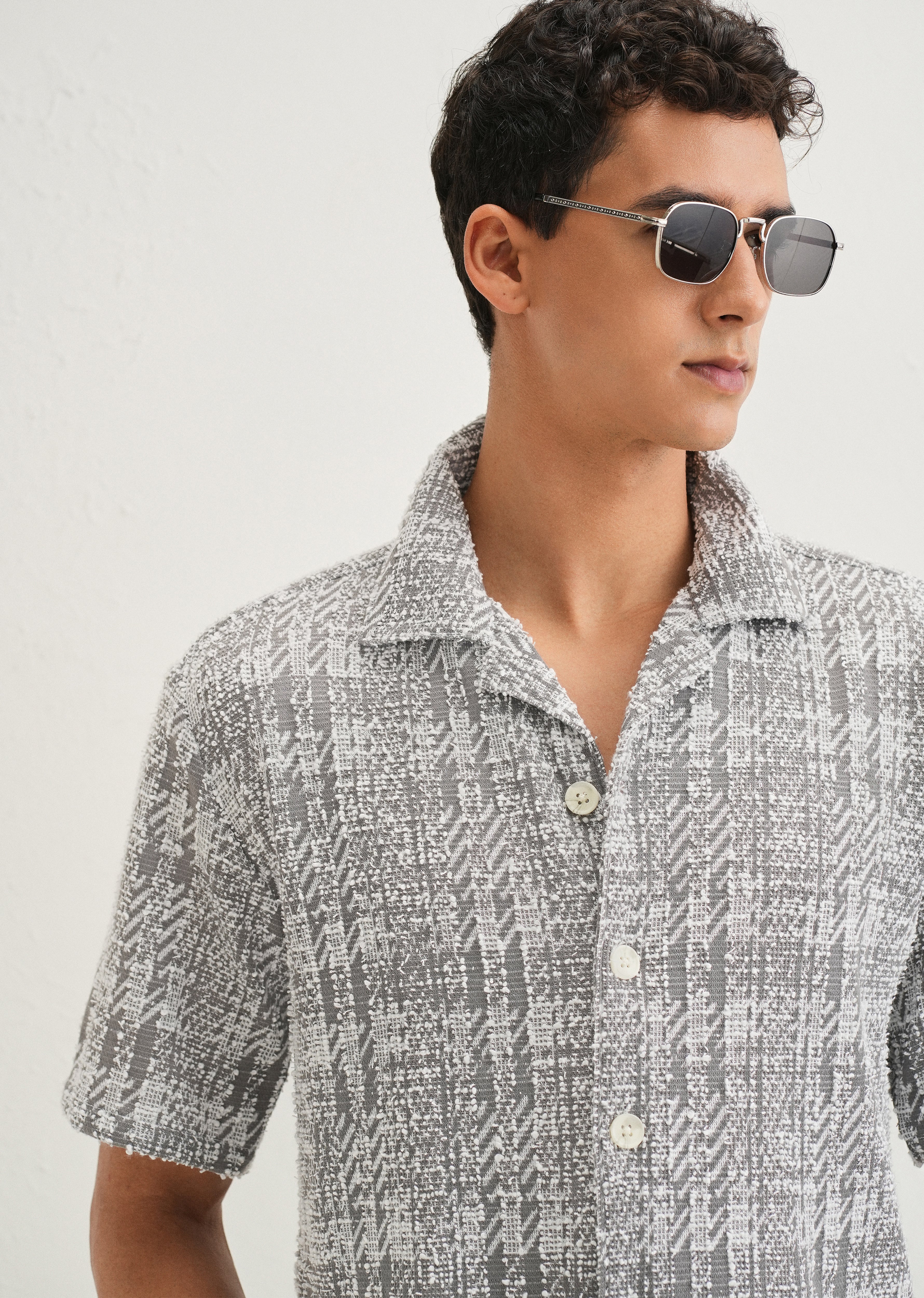 Ash Grey Jacquard Knitted Shirt - Image 5