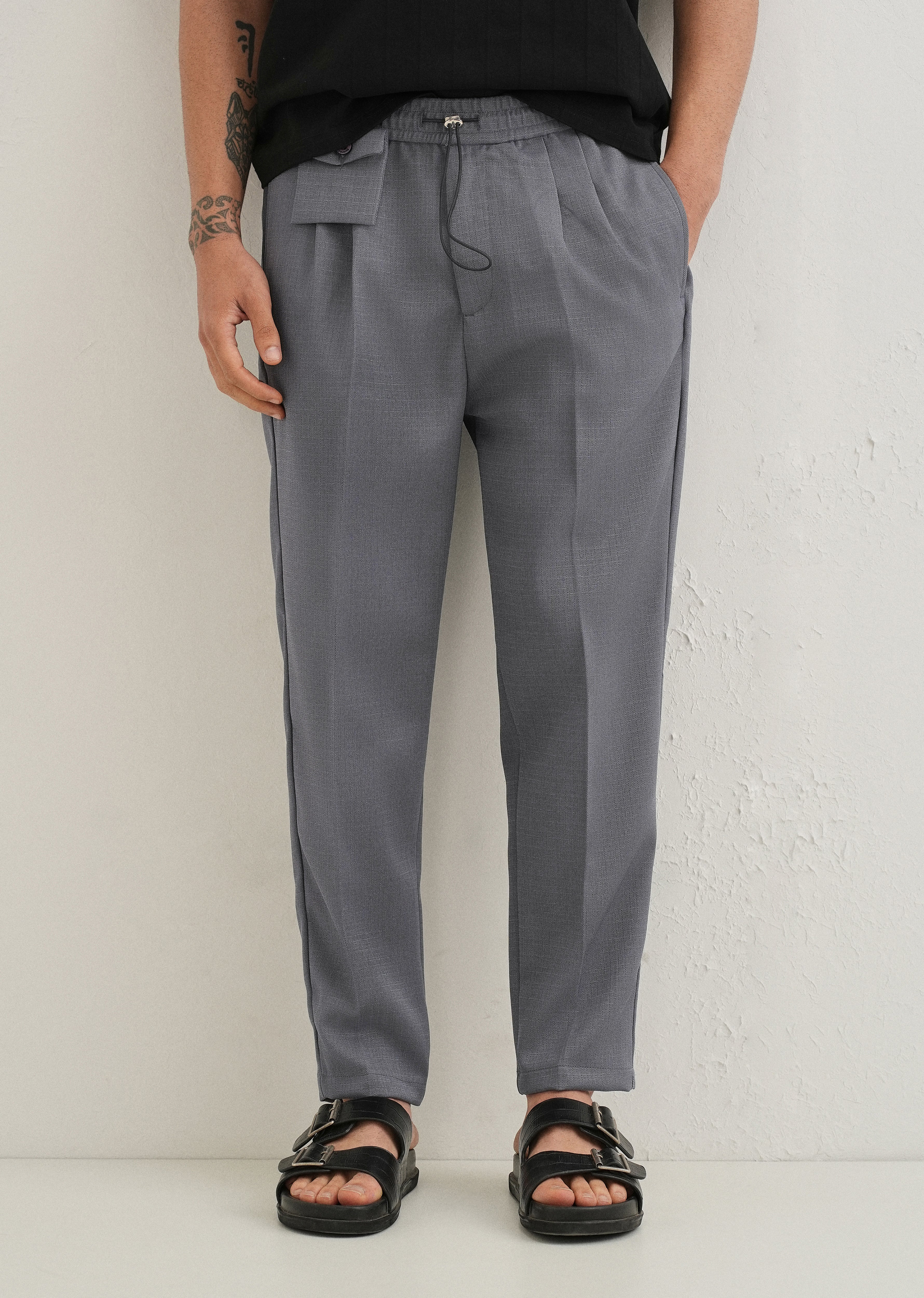 Ash Grey Pleated Korean Pant - Image 7