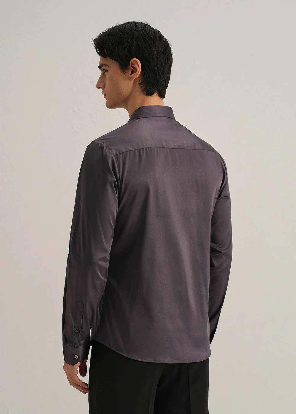 Ash Purple Plain Stitchless Placket Shirt - Image 4