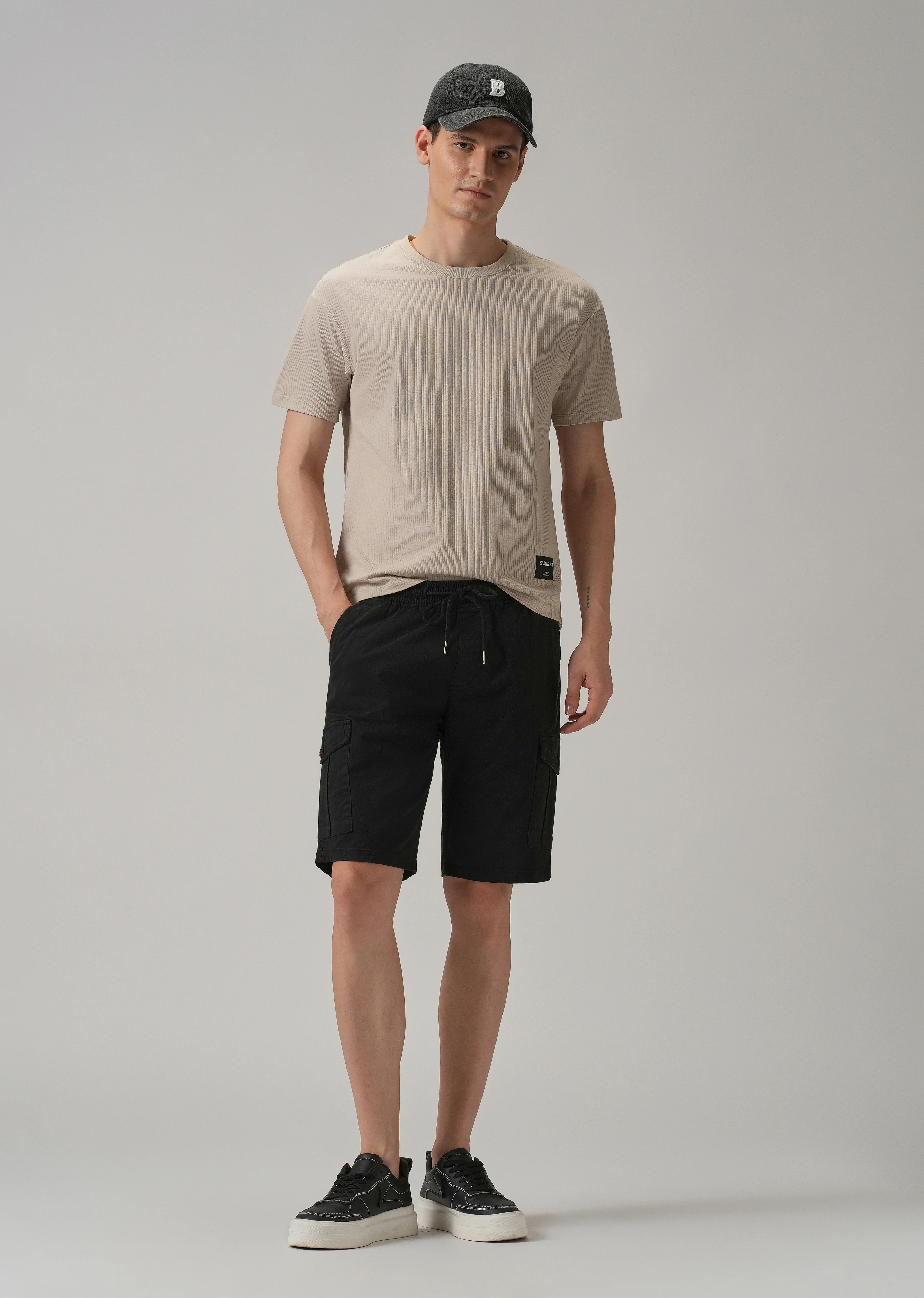 Asher Black Cotton Cargo Shorts - Image 5