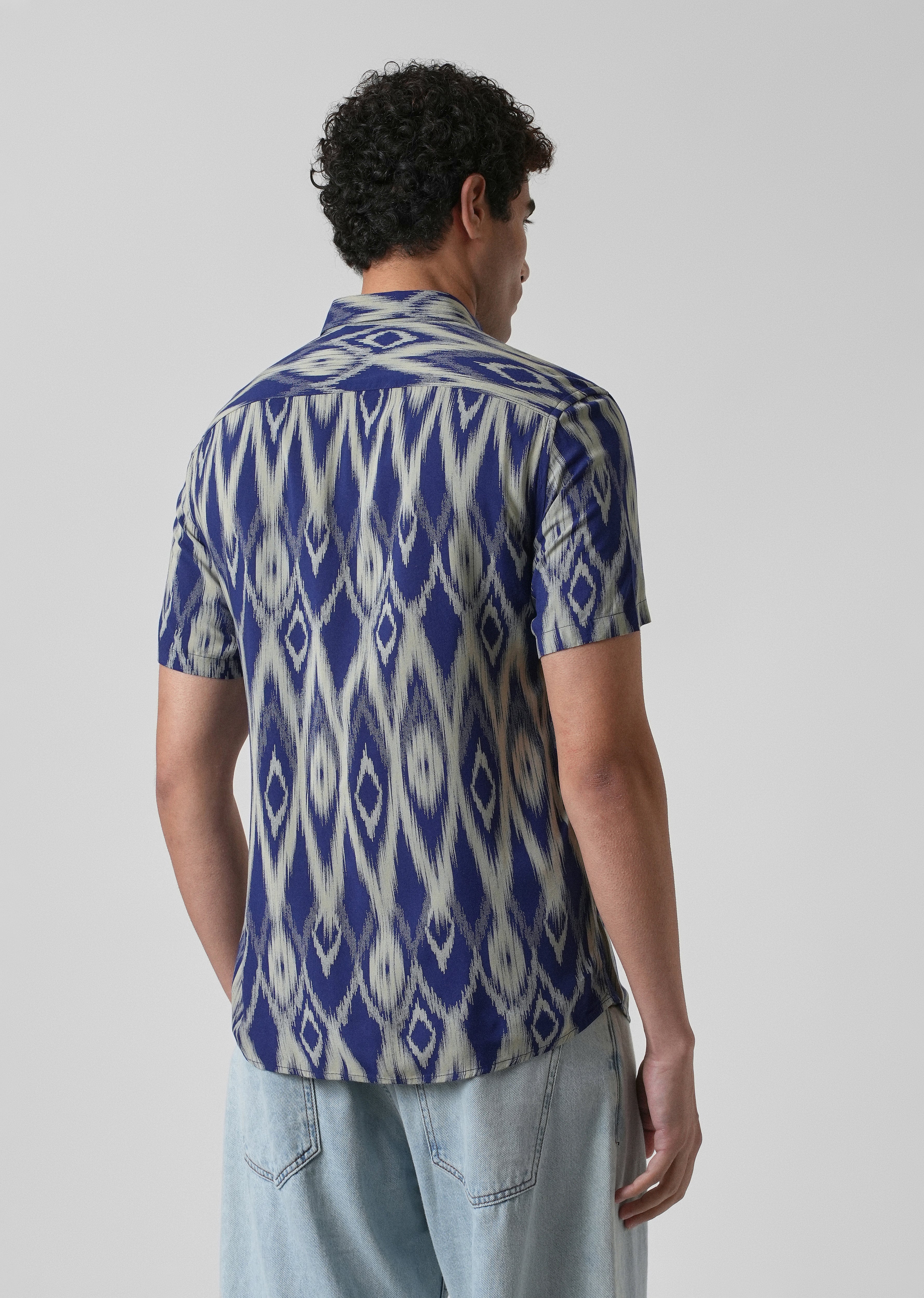 Ikat Blue Feather Shirt - Image 2