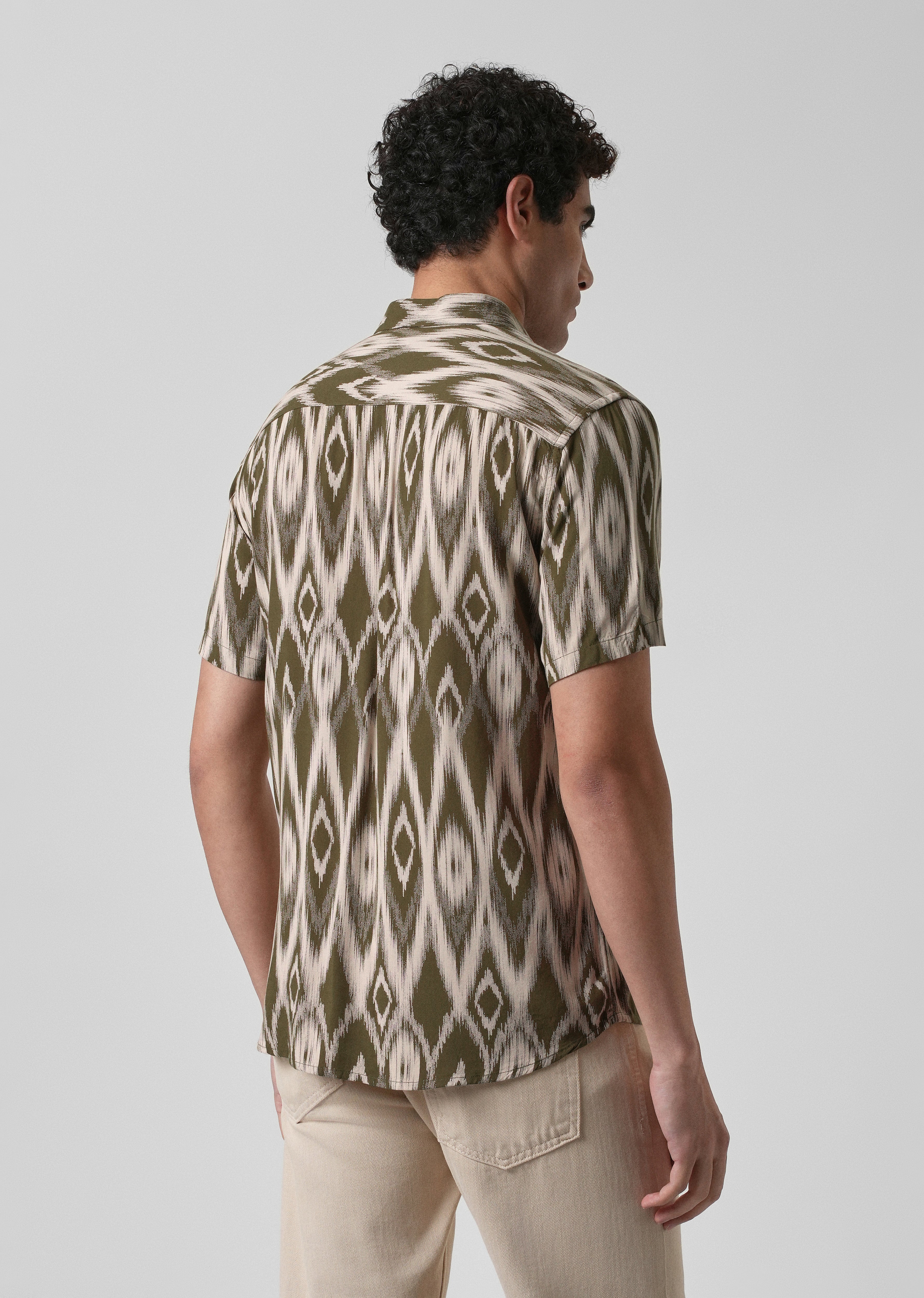 Ikat Olive Feather shirt - Image 2