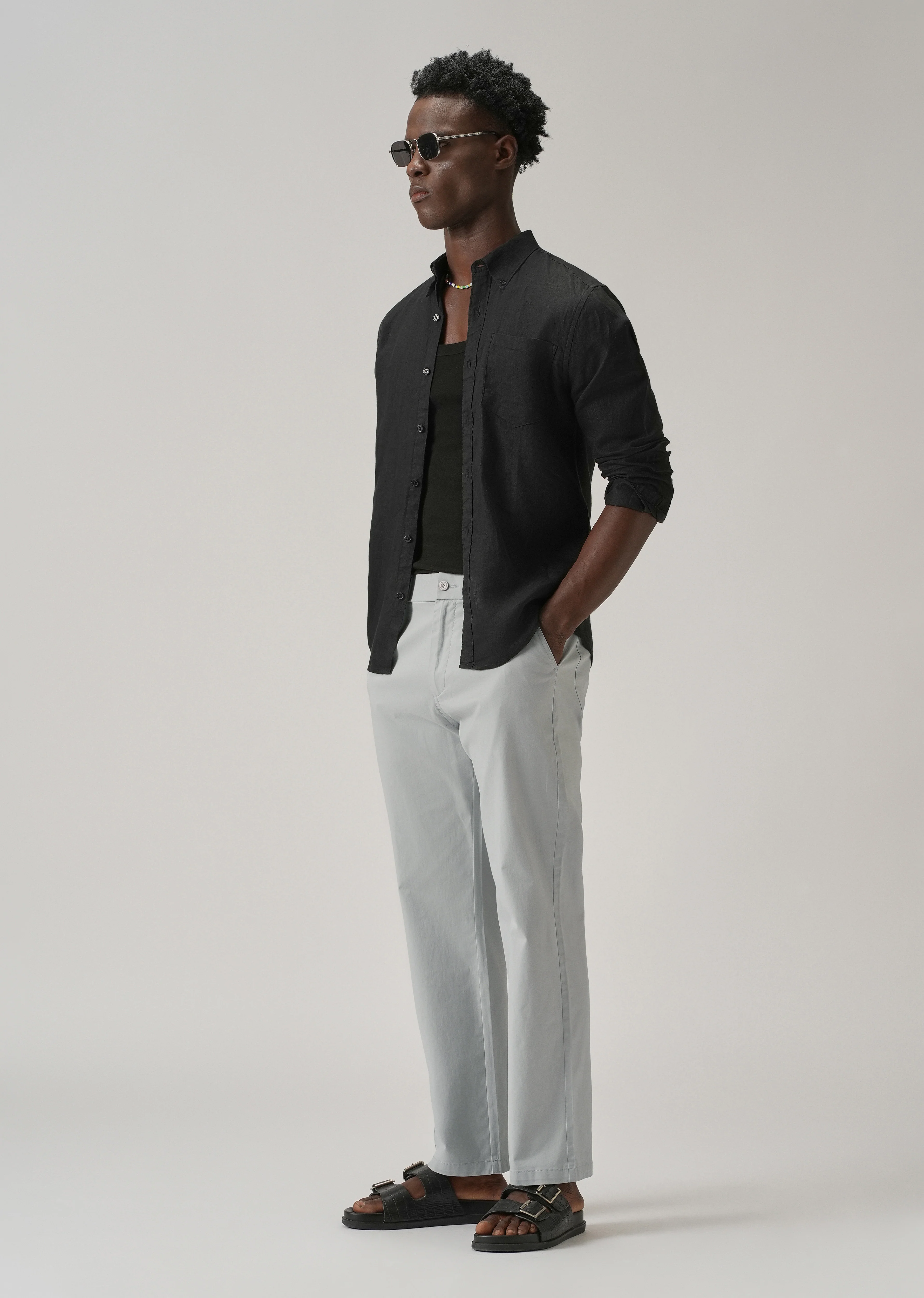 Baggy Fit Light Grey Chinos - Image 6