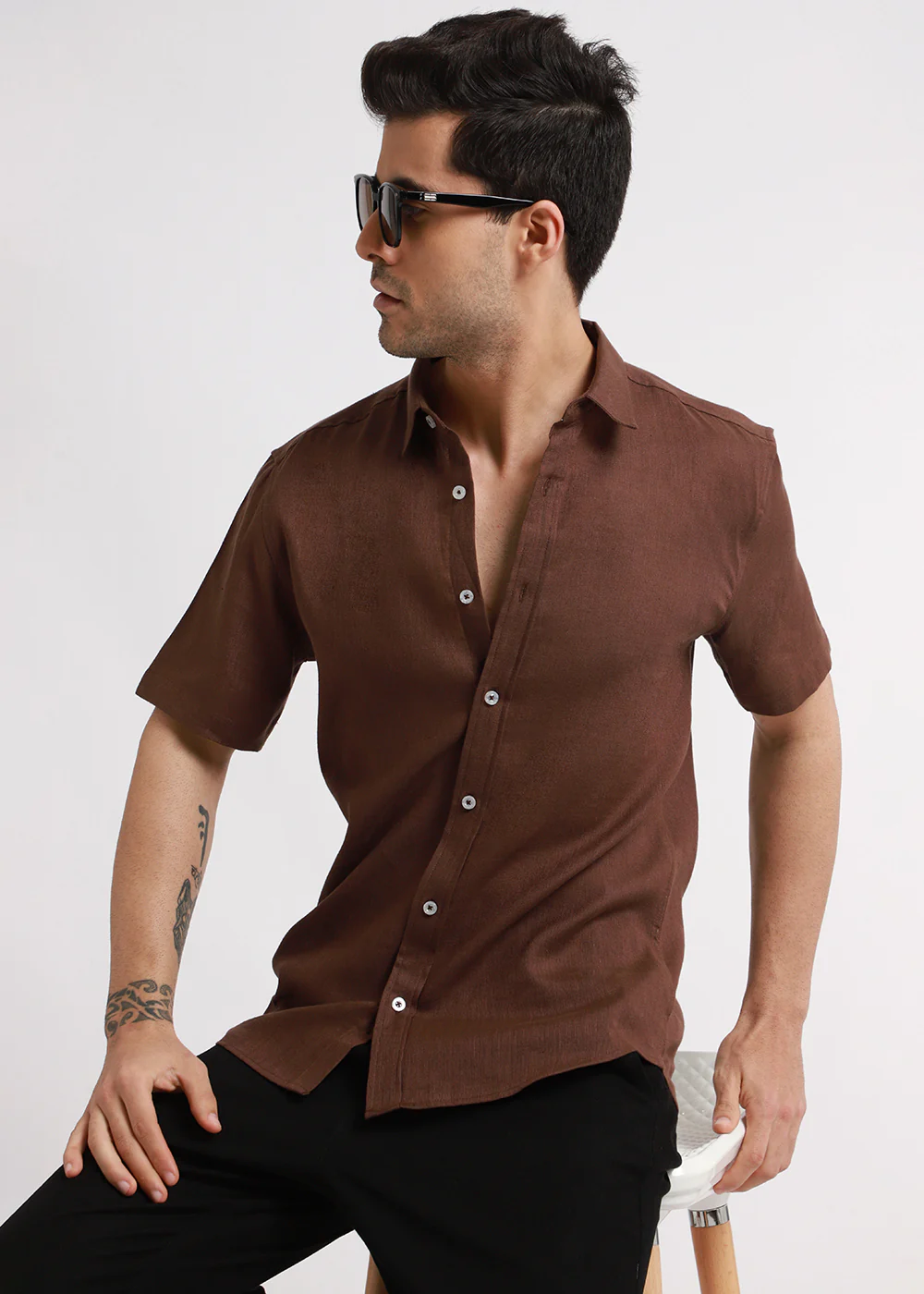 Batiste Brown Linen shirt - Image 8