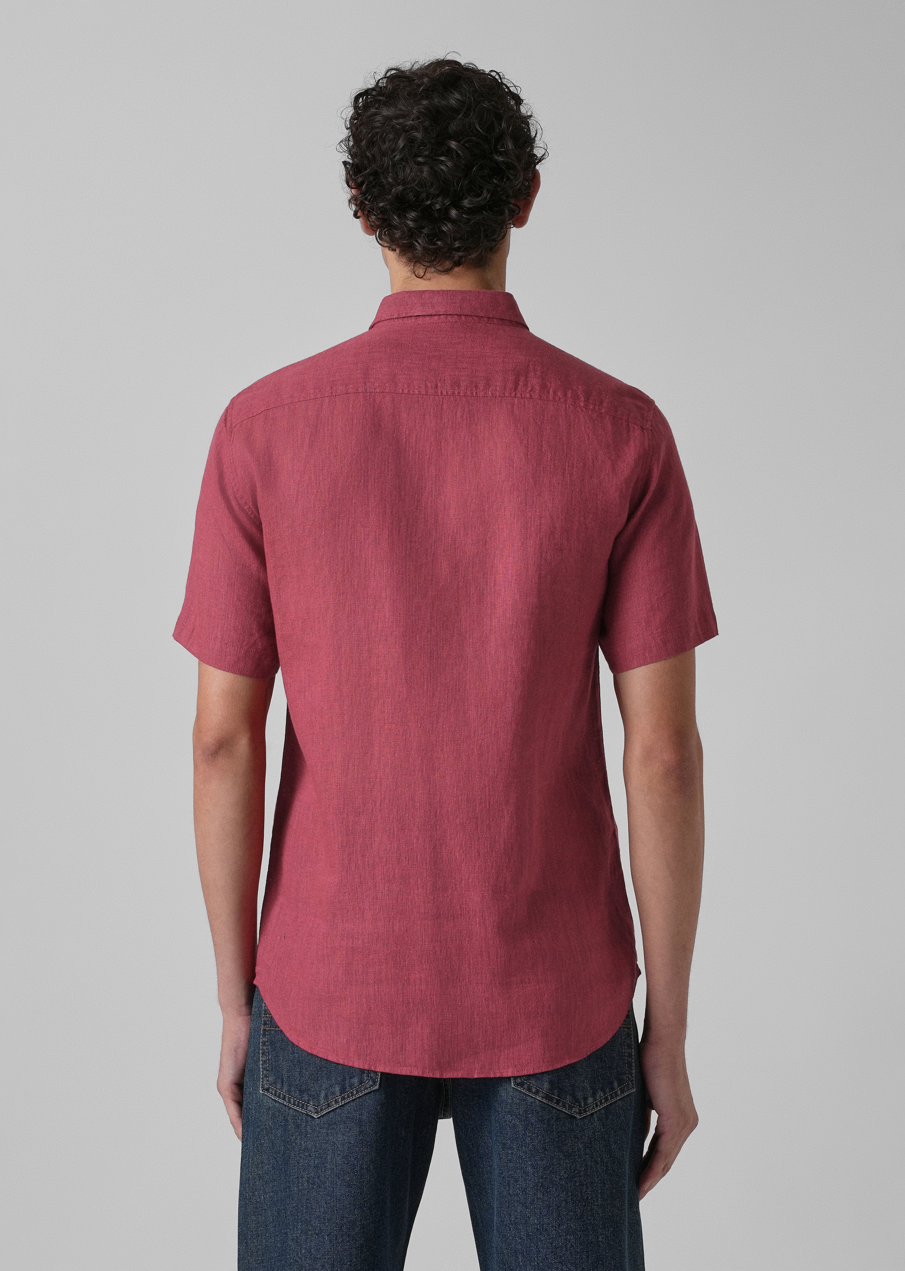 Batiste Crimson Red Linen Shirt - Image 2