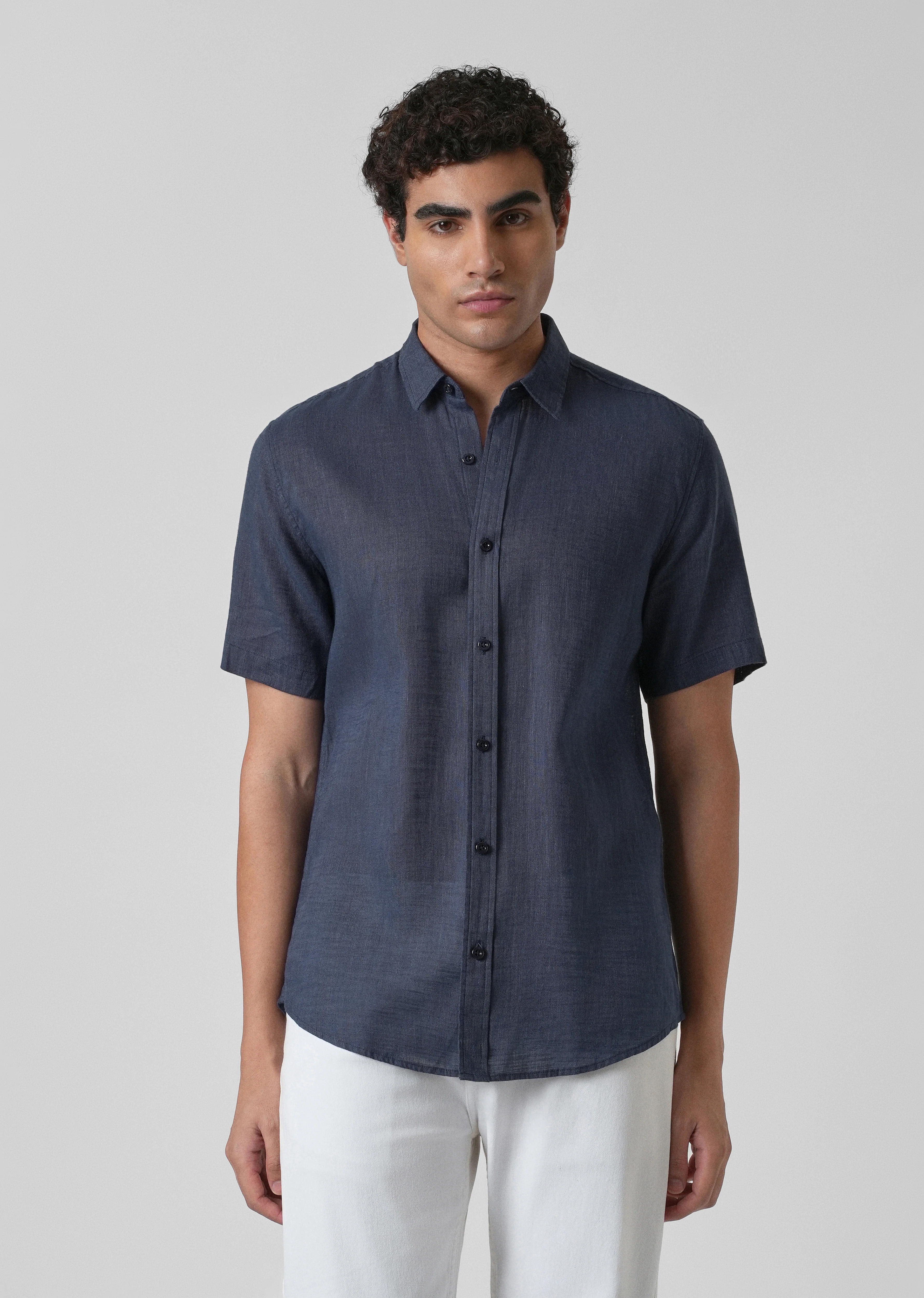 Batiste Dark Blue Linen shirt - Image 3
