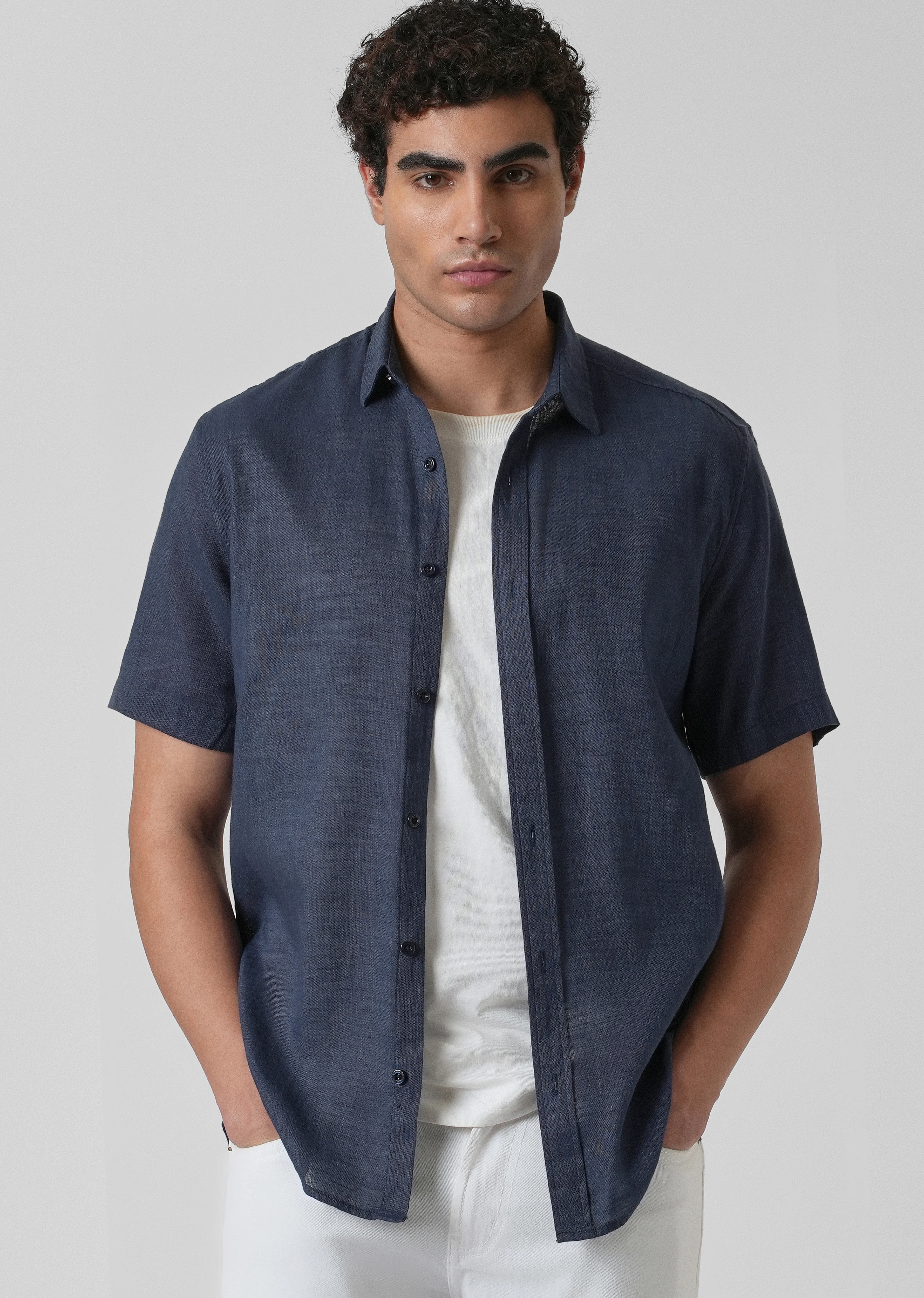 Batiste Dark Blue Linen shirt - Image 7