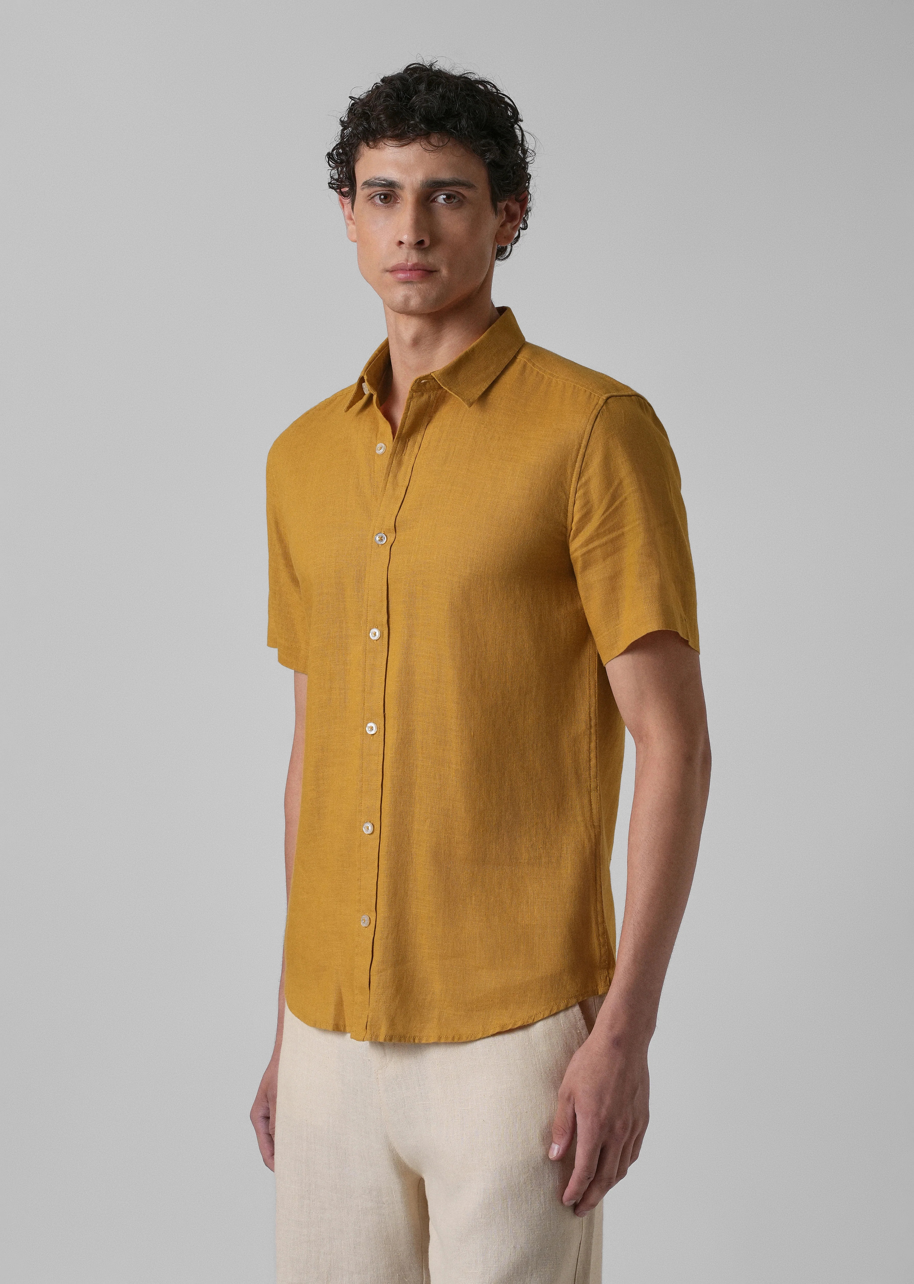 Batiste Gold Orange Linen shirt - Image 4