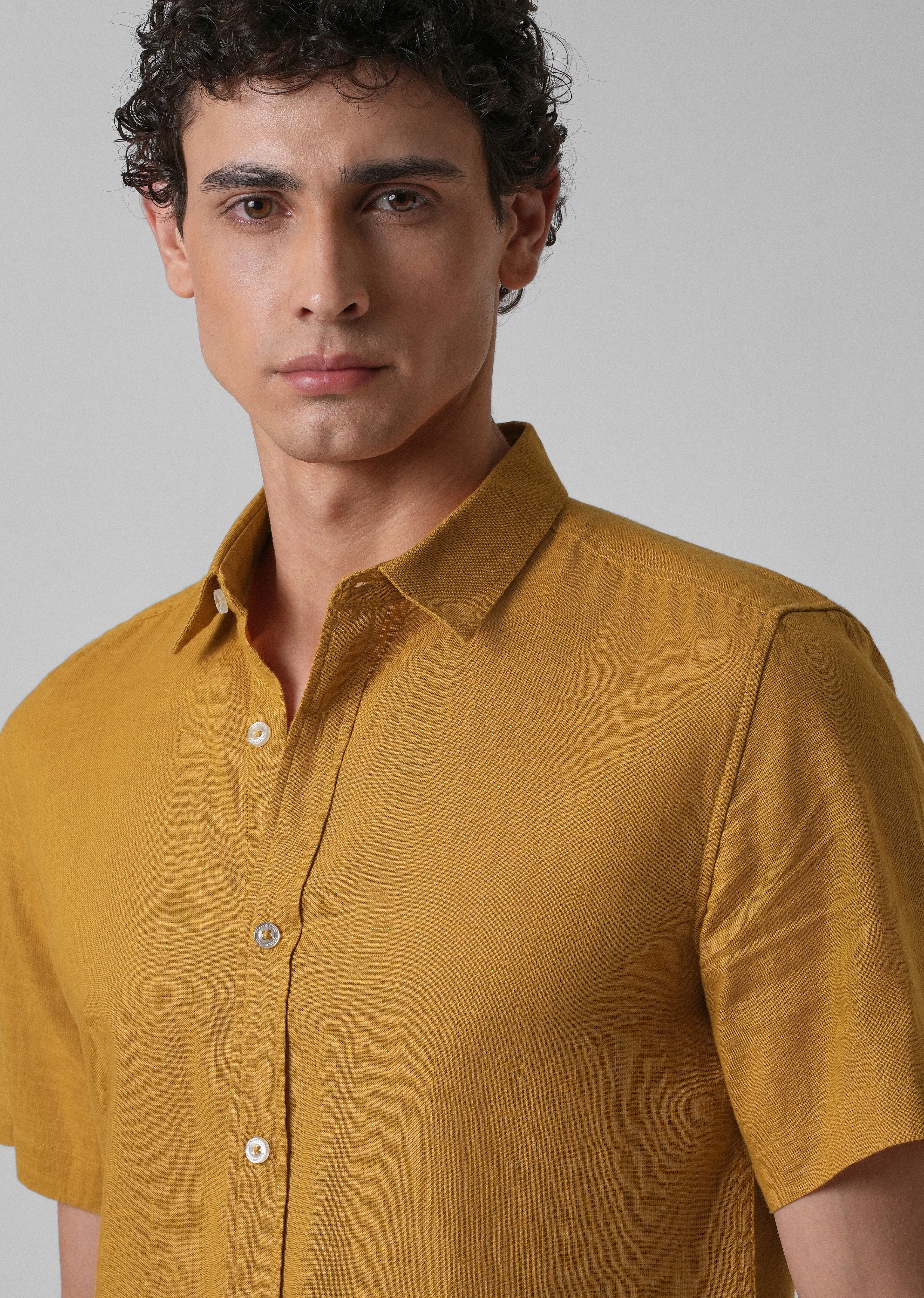 Batiste Gold Orange Linen shirt - Image 5