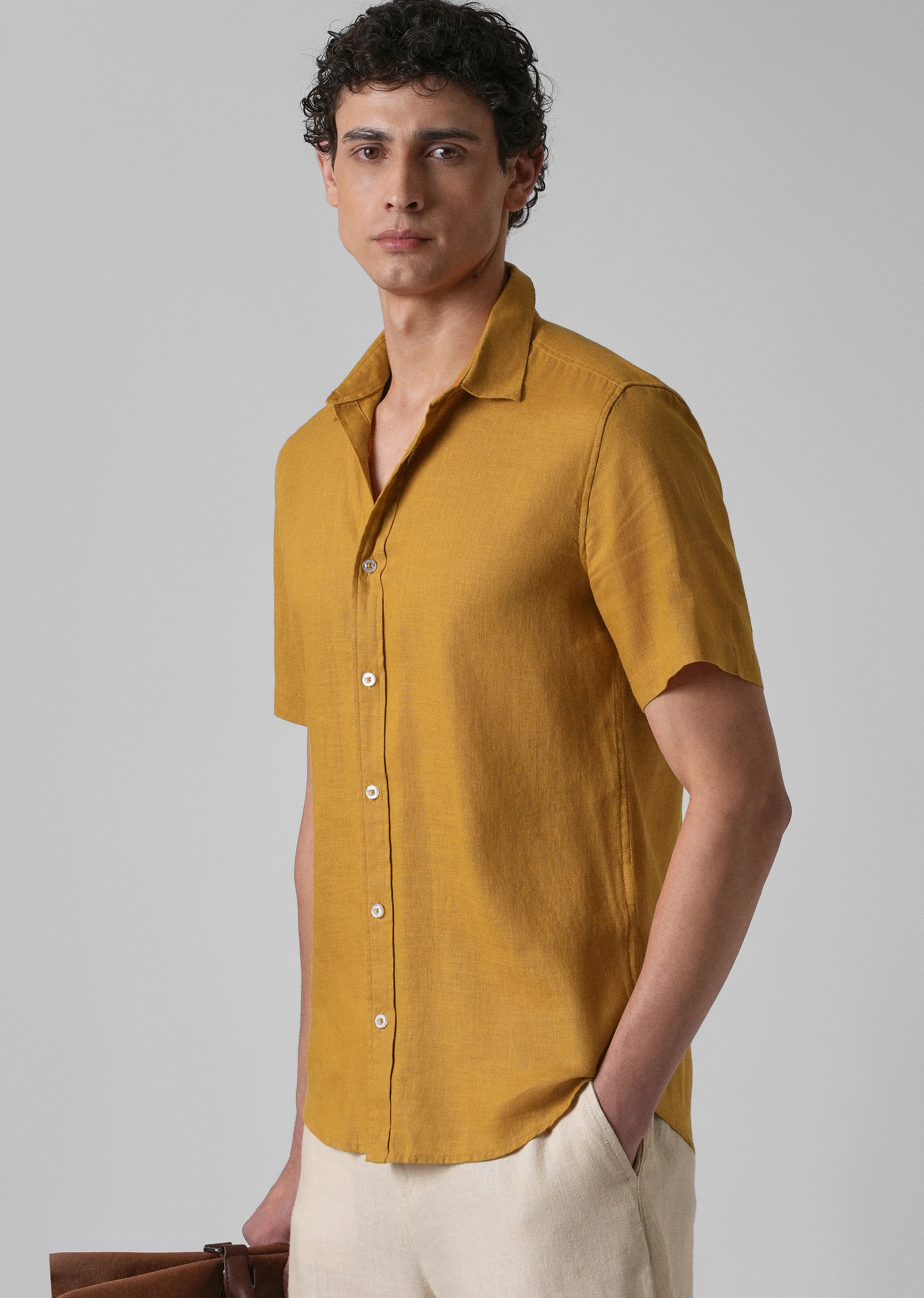Batiste Gold Orange Linen shirt - Image 7