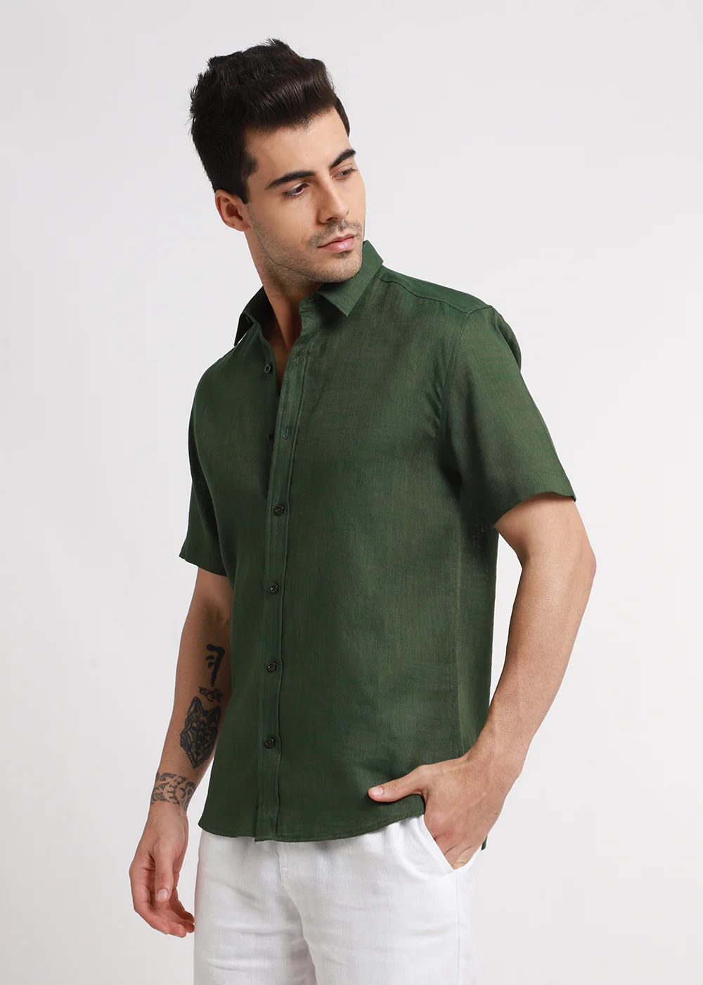 Batiste Green Linen shirt - Image 3
