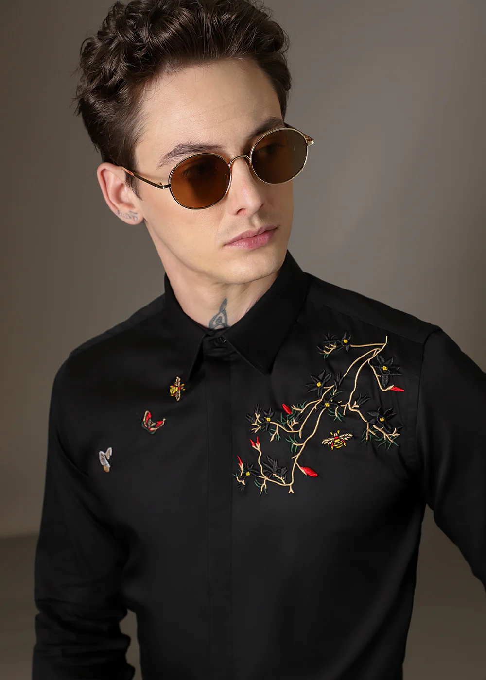 Beeclub Needle Work Black Designer Shirt - Image 2