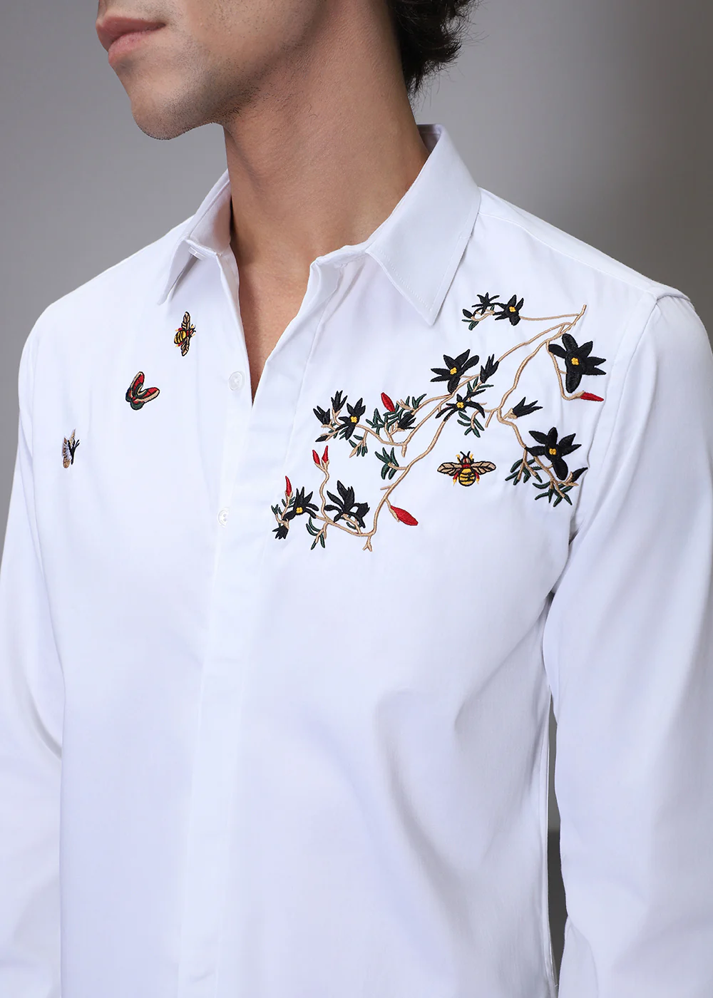 Beeclub Needle Work White Designer Shirt - Image 2
