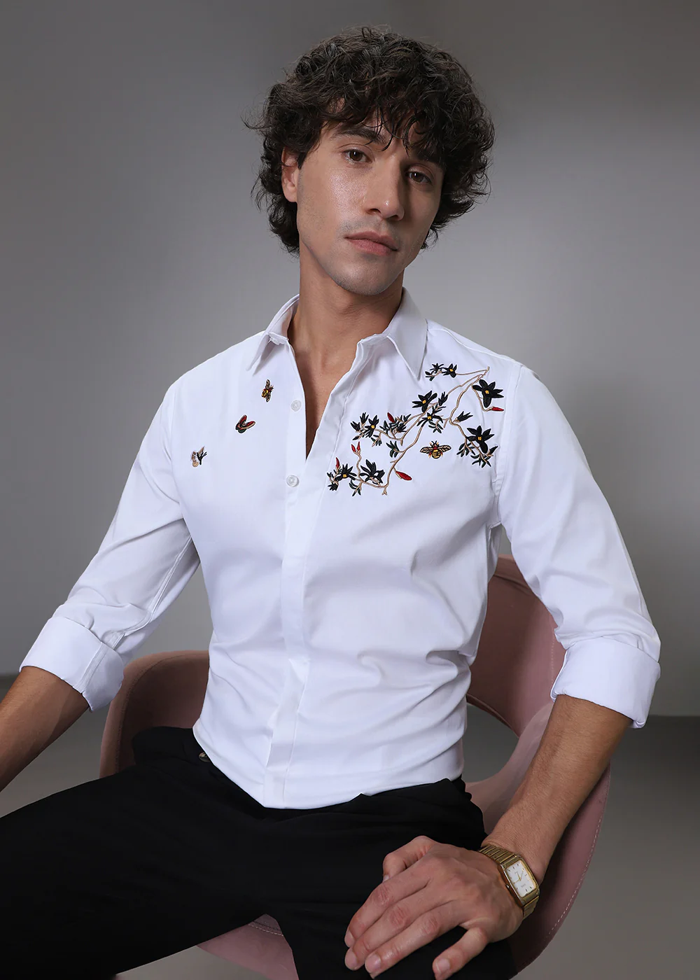 Beeclub Needle Work White Designer Shirt - Image 7