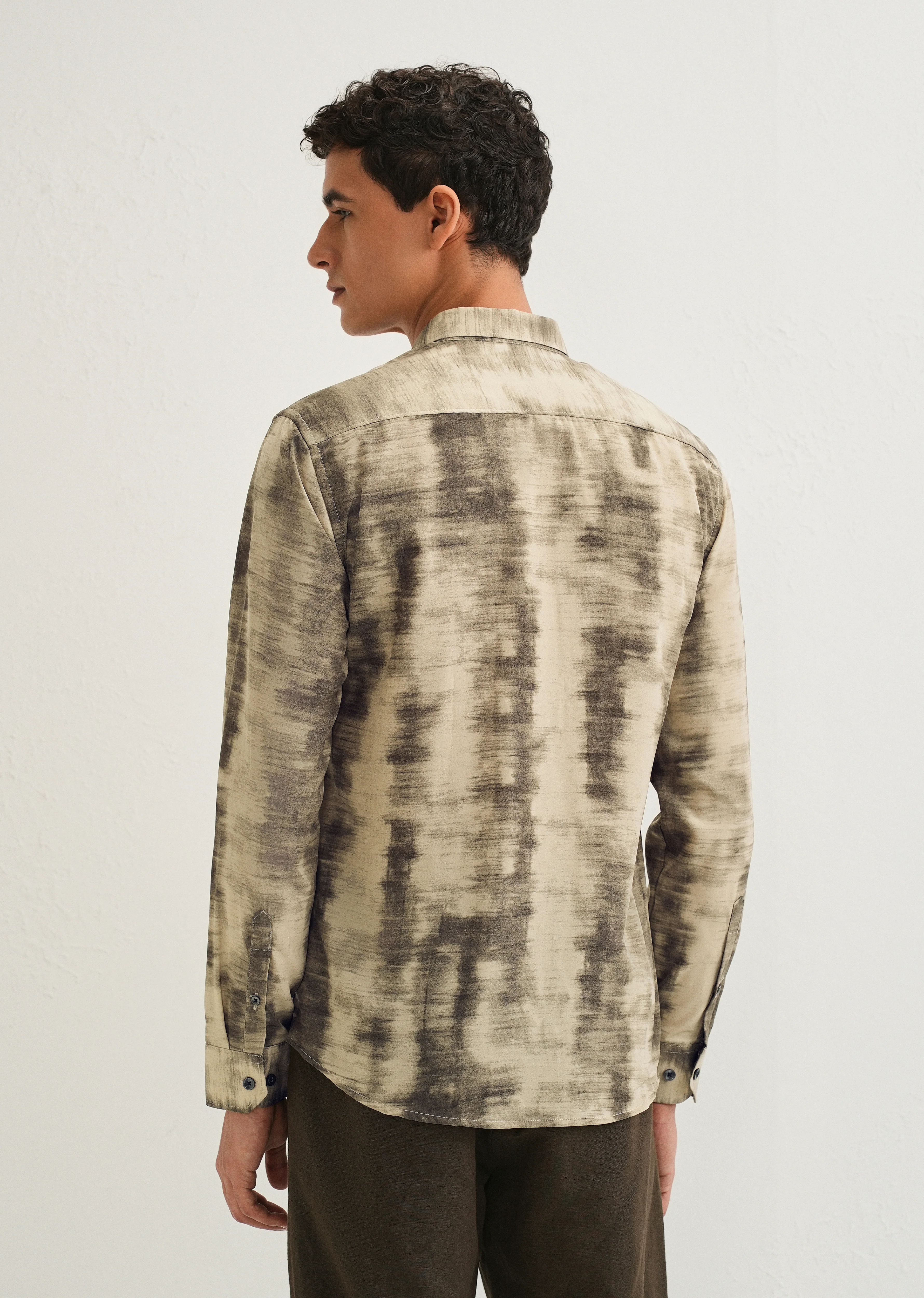 Beige Abstract Printed Shirt - Image 2