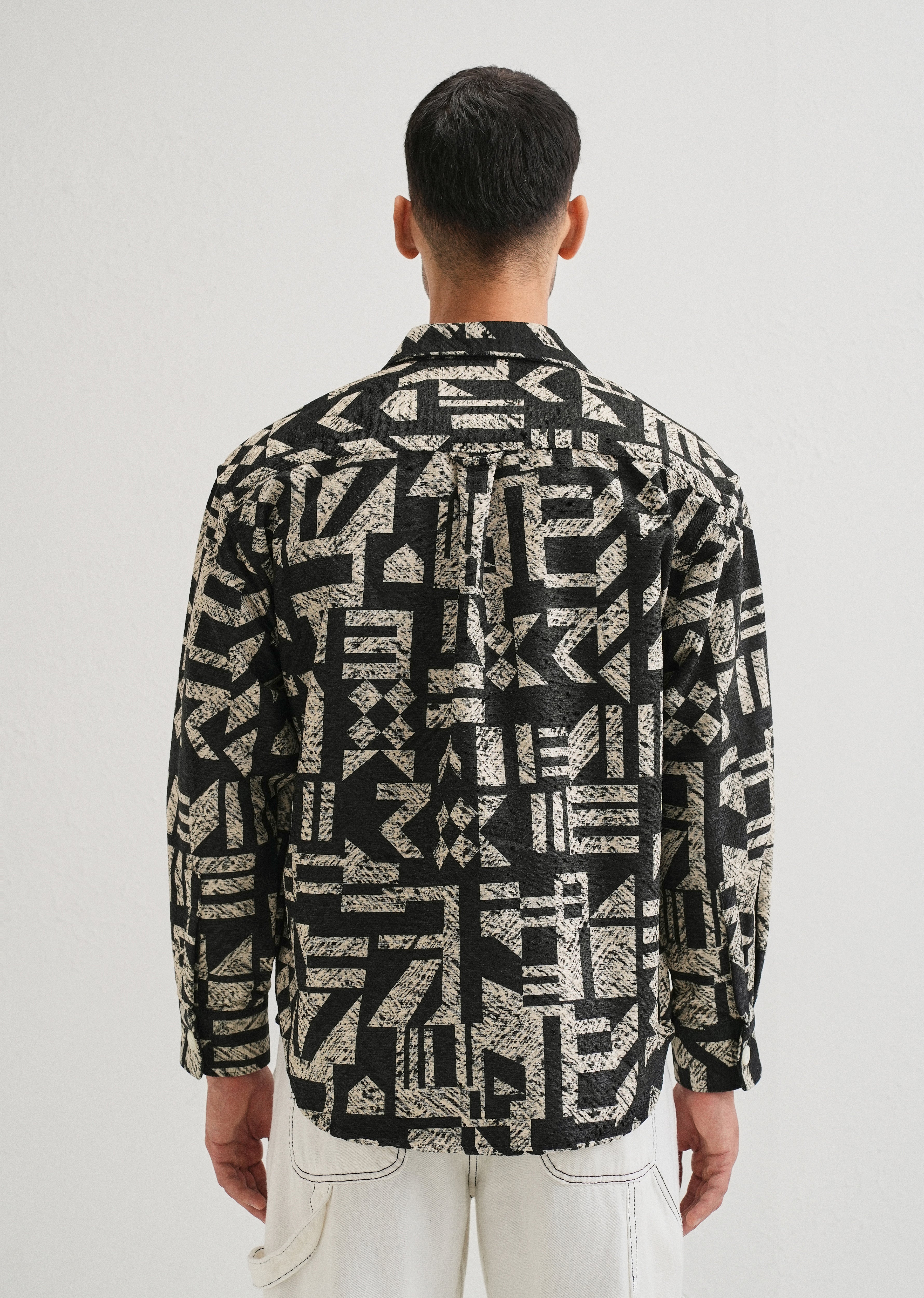 Beige Black Regular Fit Shacket - Image 2