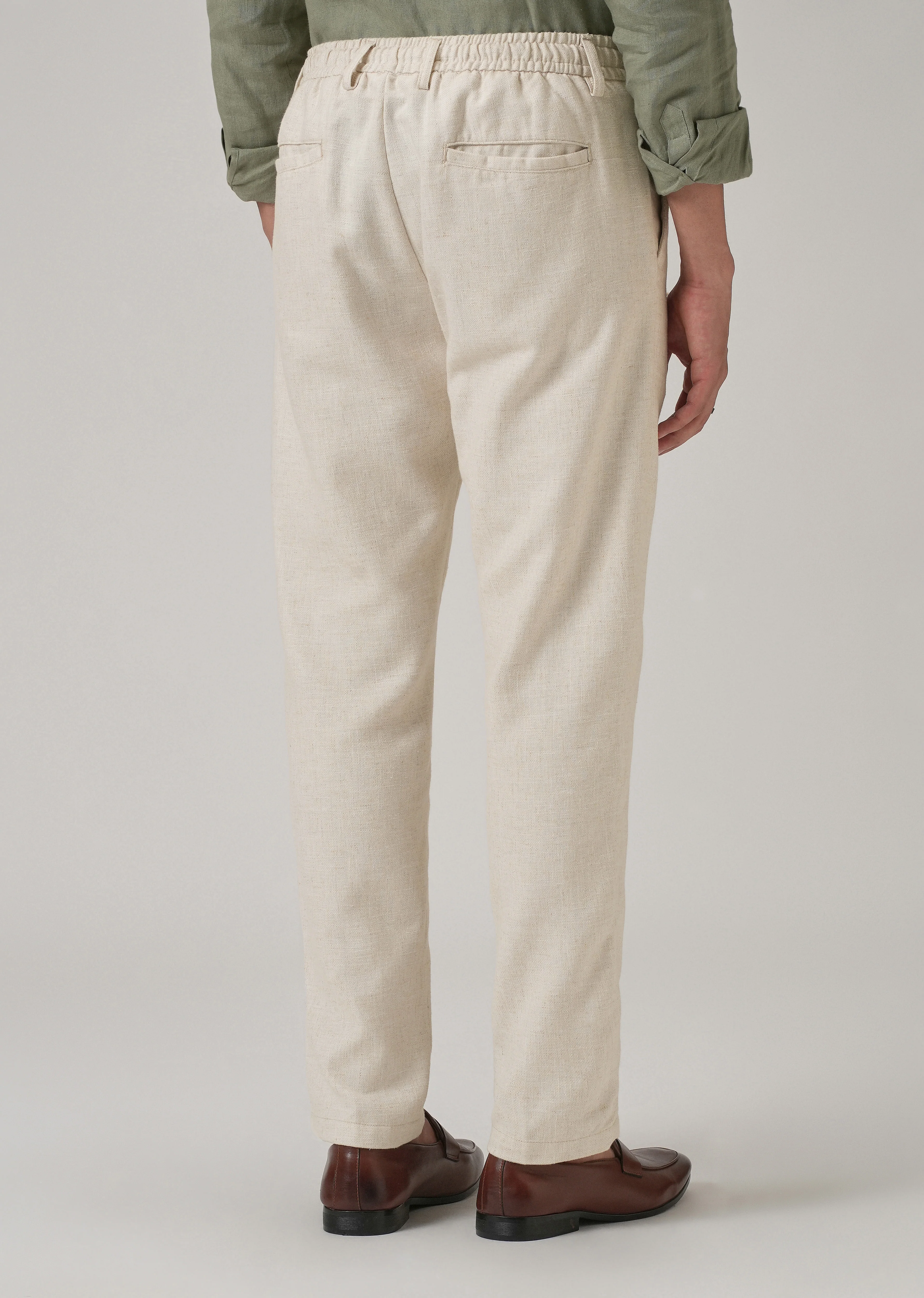 Beige Blended Linen Pant - Image 3